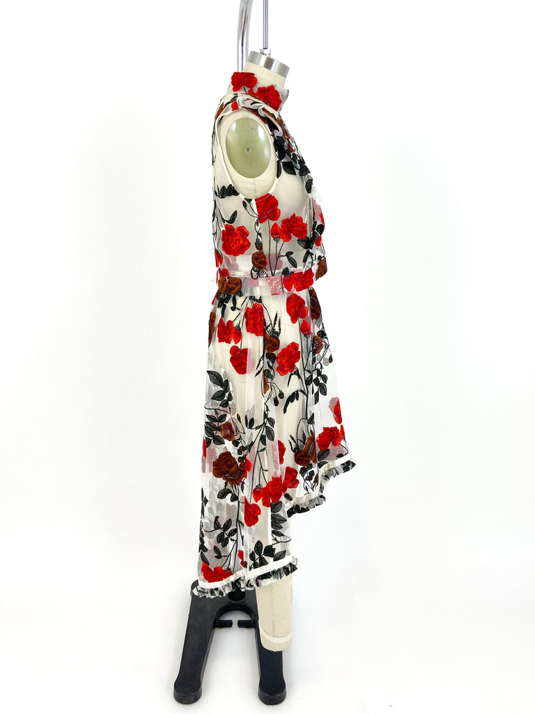 Ganni Embroidered Mesh Skirt Set