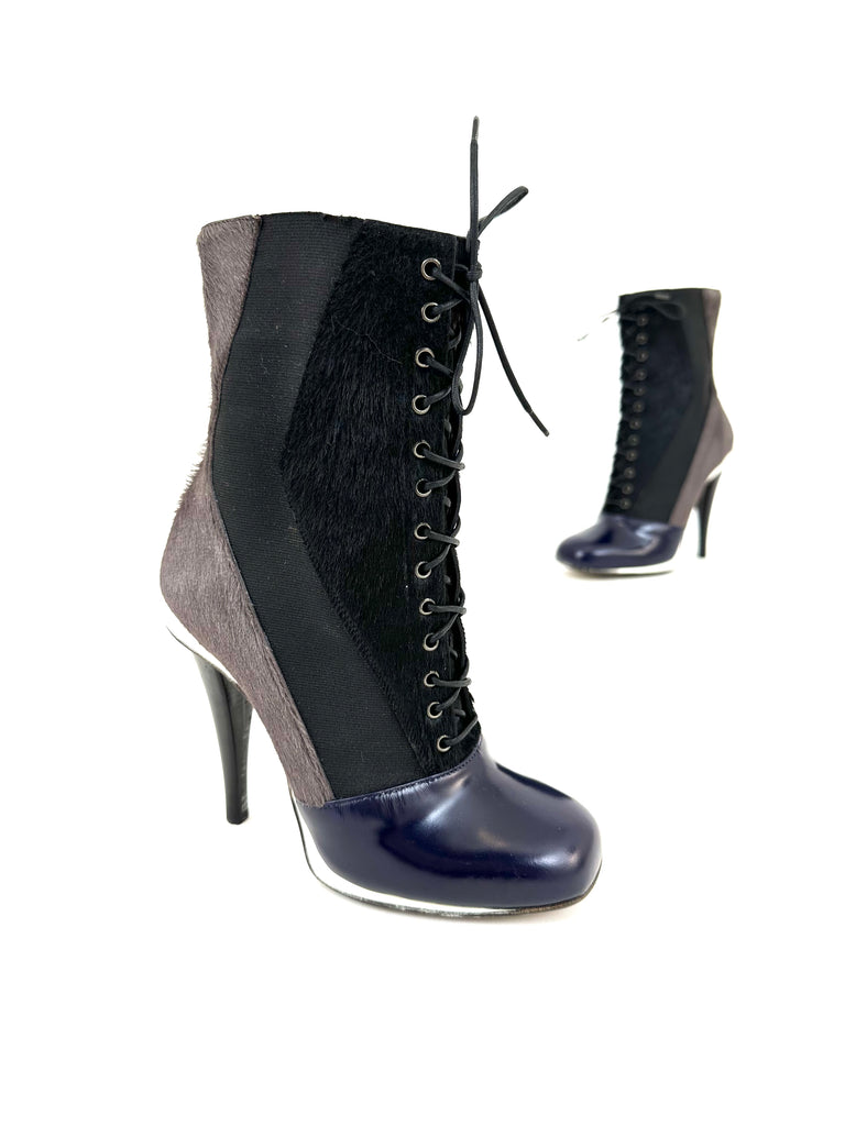 Fendi Tronchetto Ponyhair Lace Up Boots Mercy Vintage