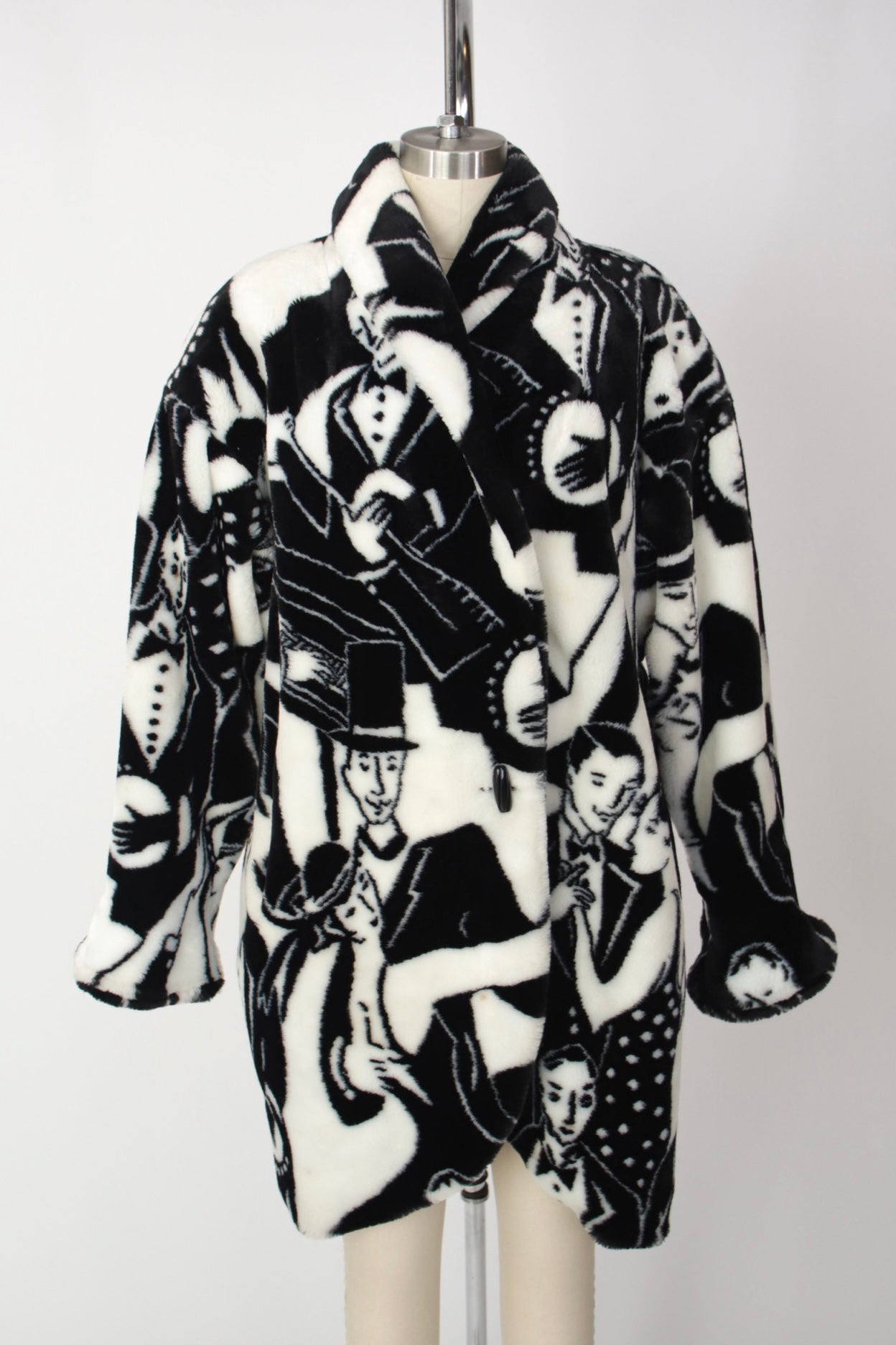 1980s Donnybrook Faces Faux Fur Coat | Mercy Vintage