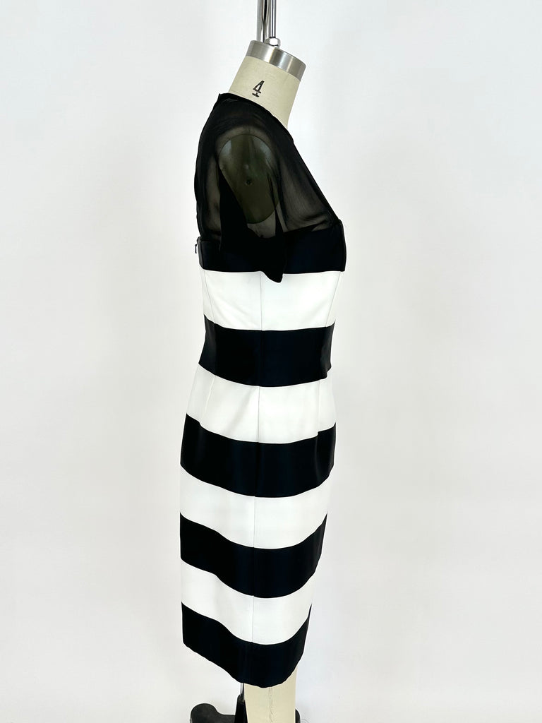 90s Oscar De La Renta Silk Striped Dress