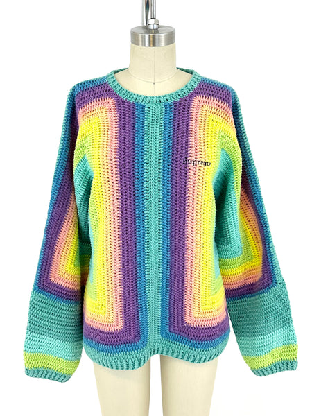 トップス supreme hand crocheted sweater brown s Supreme hand crocheted sweater - brown