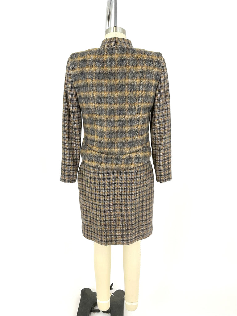 70s Galanos Wool Plaid Dress Set