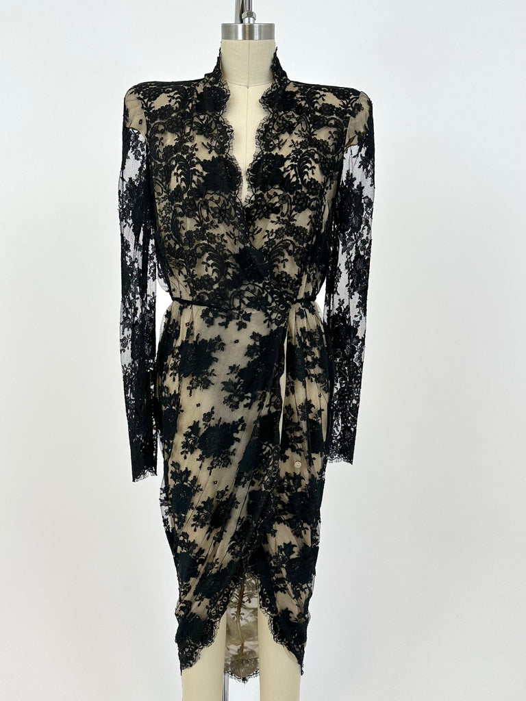 2010 Alexander McQueen Silk & Lace Dress*