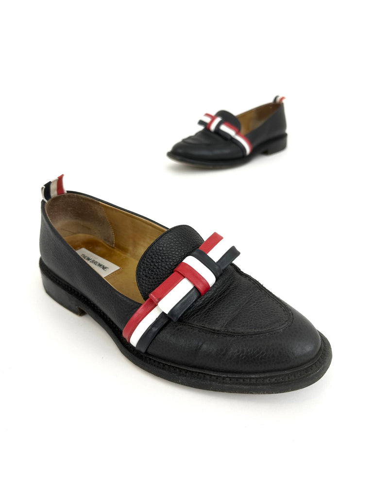 2017 Thom Browne Leather Bow Loafers