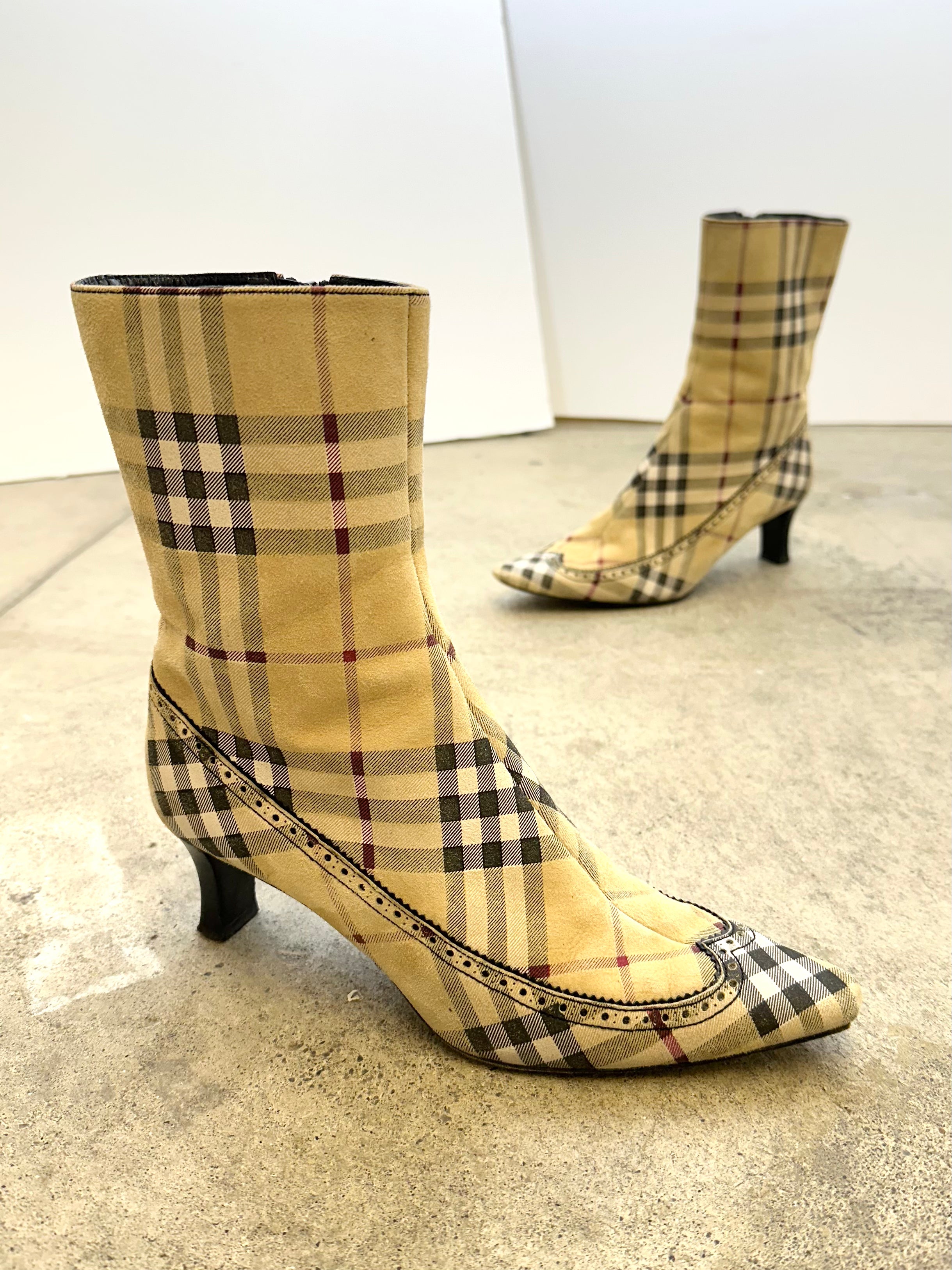 Burberry Suede Check Boots | Mercy Vintage
