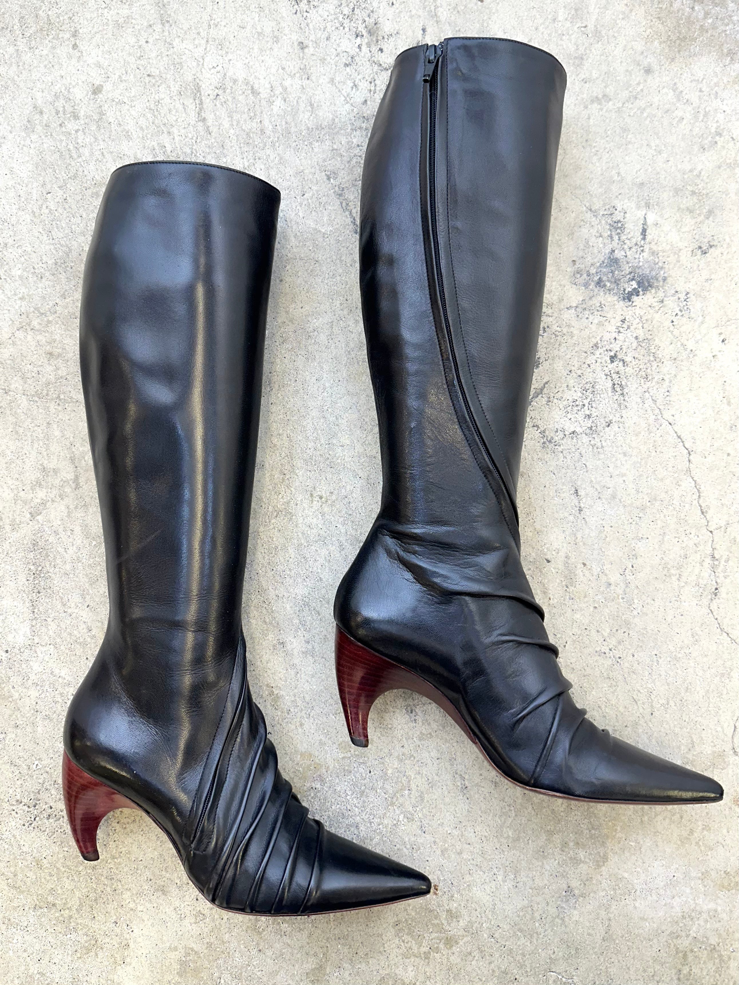 Lambskin leather boots hotsell