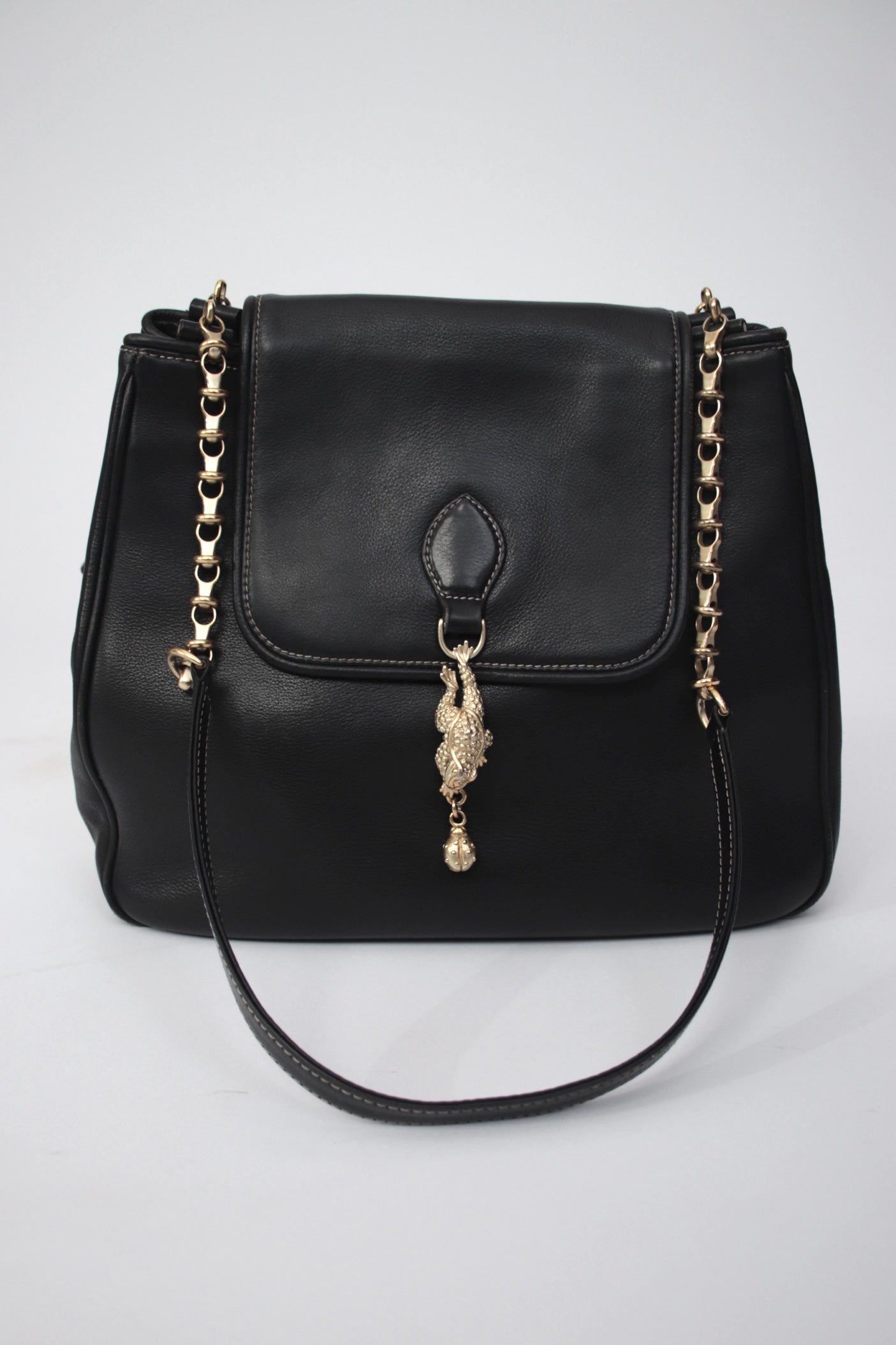 1990s Barry Kieselstein Cord Frog Charm Bag Mercy Vintage