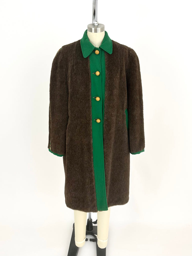 60s Faux Fur Embroidered Coat