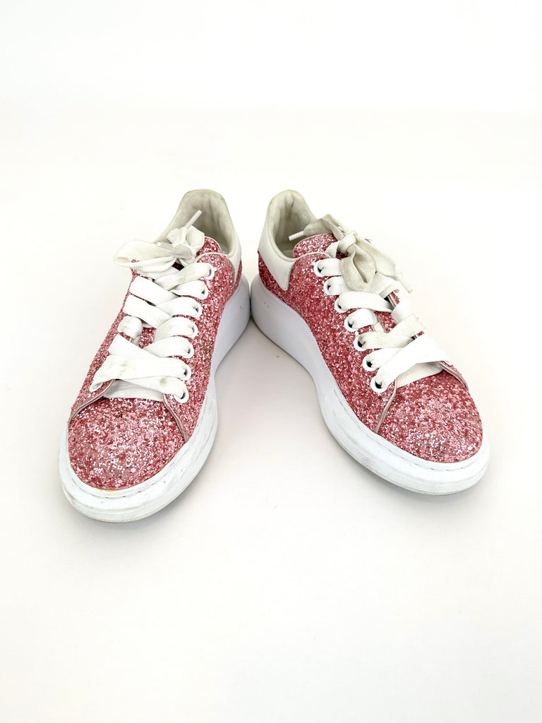 Pink glitter platform sneakers discount