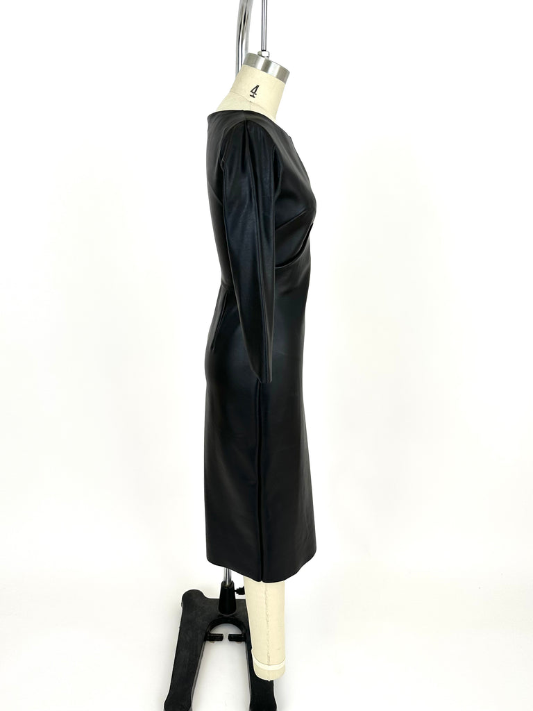 Chiara Boni Petite Black Faux Leather Dress