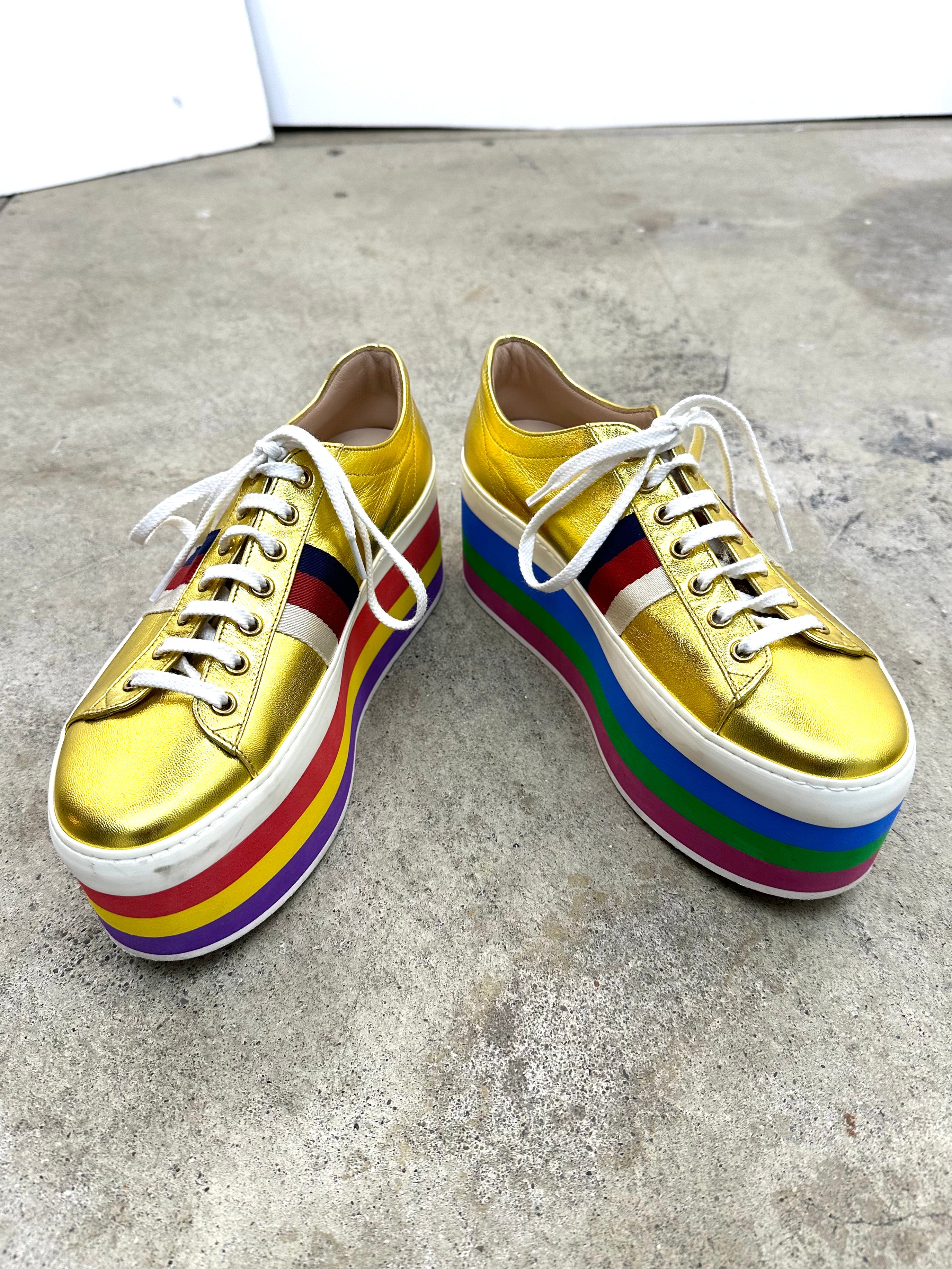 Rainbow platform shoes gucci sales