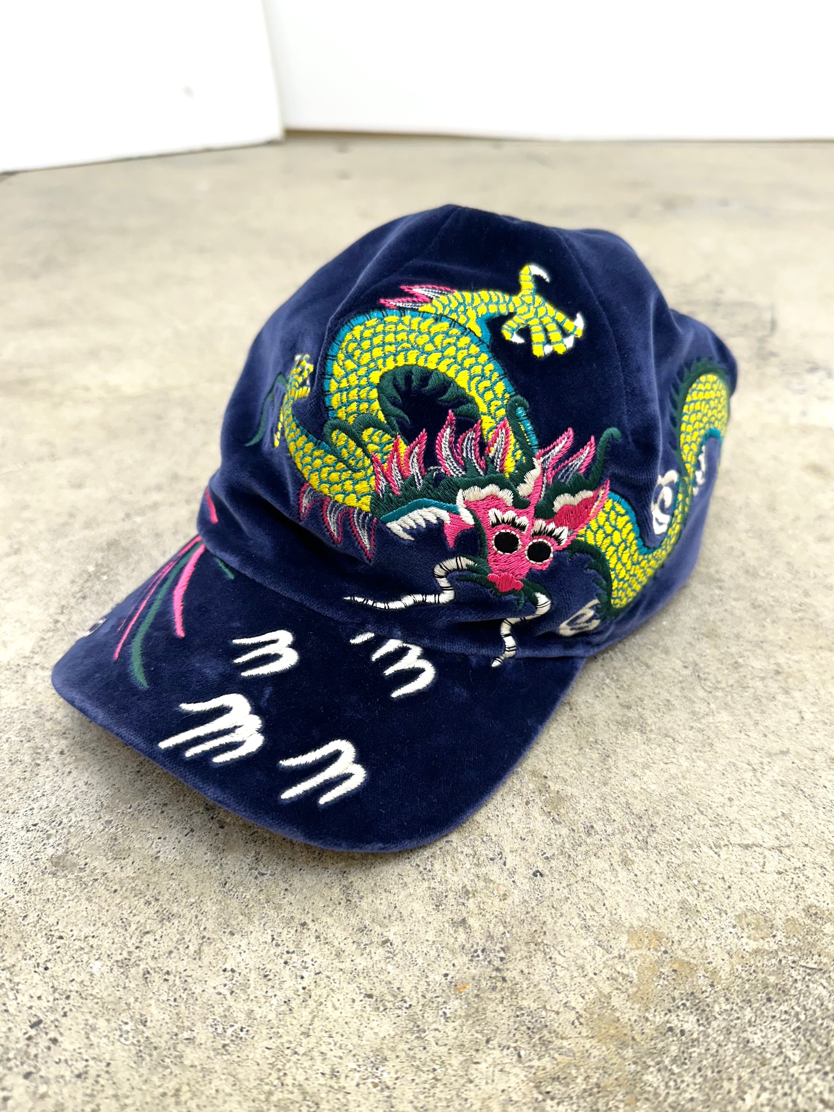 2017 Gucci Velvet Dragon Embroidered Cap Mercy Vintage