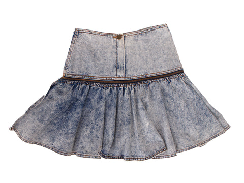 【WONDER WONDER】Brit Vintage Washed Denim Mini Skirt Tell Me About It Stud Mid Rise Denim Mini Skirt | Windsor
