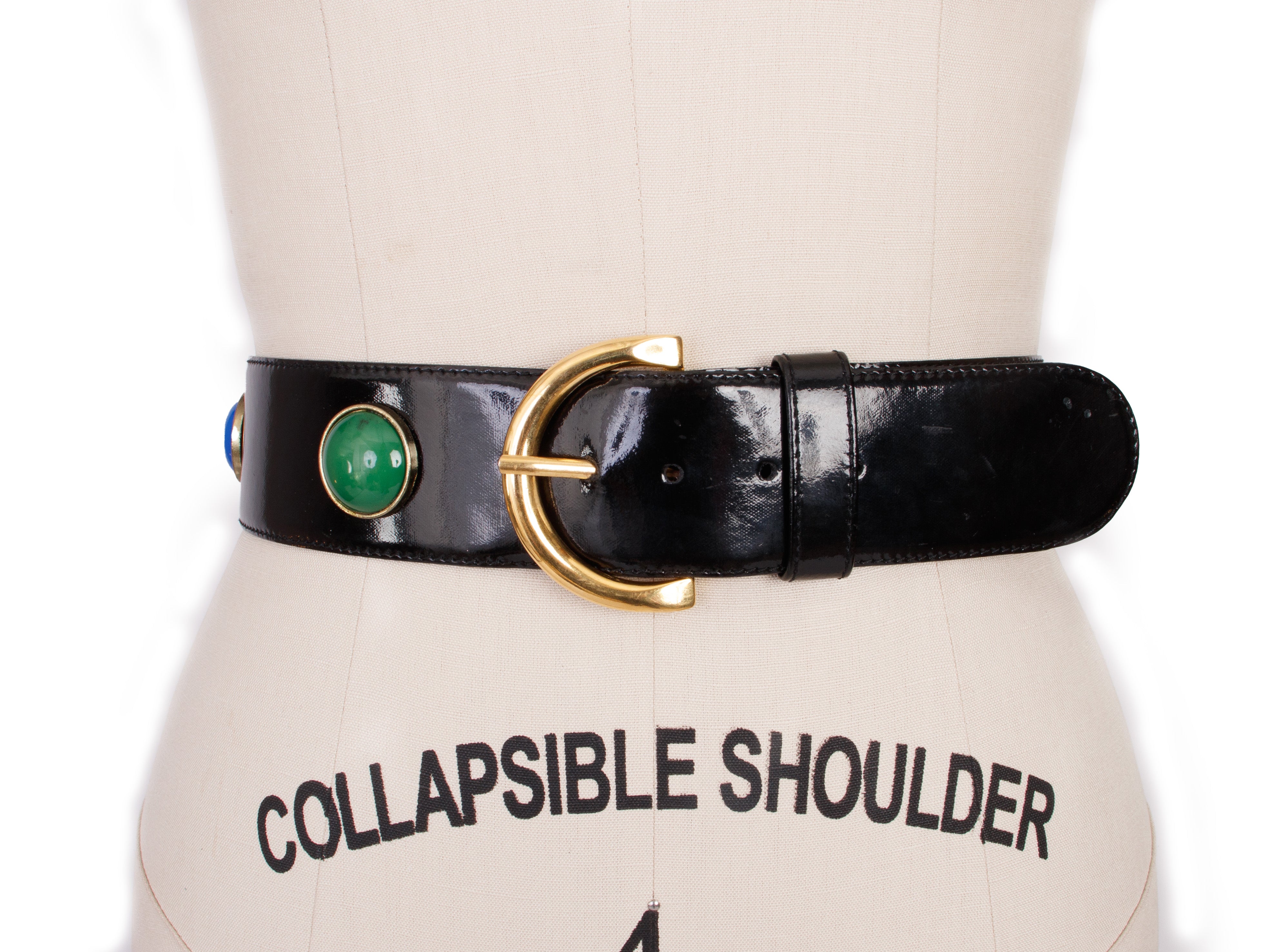 1980s Escada Patent Leather Bezel Belt