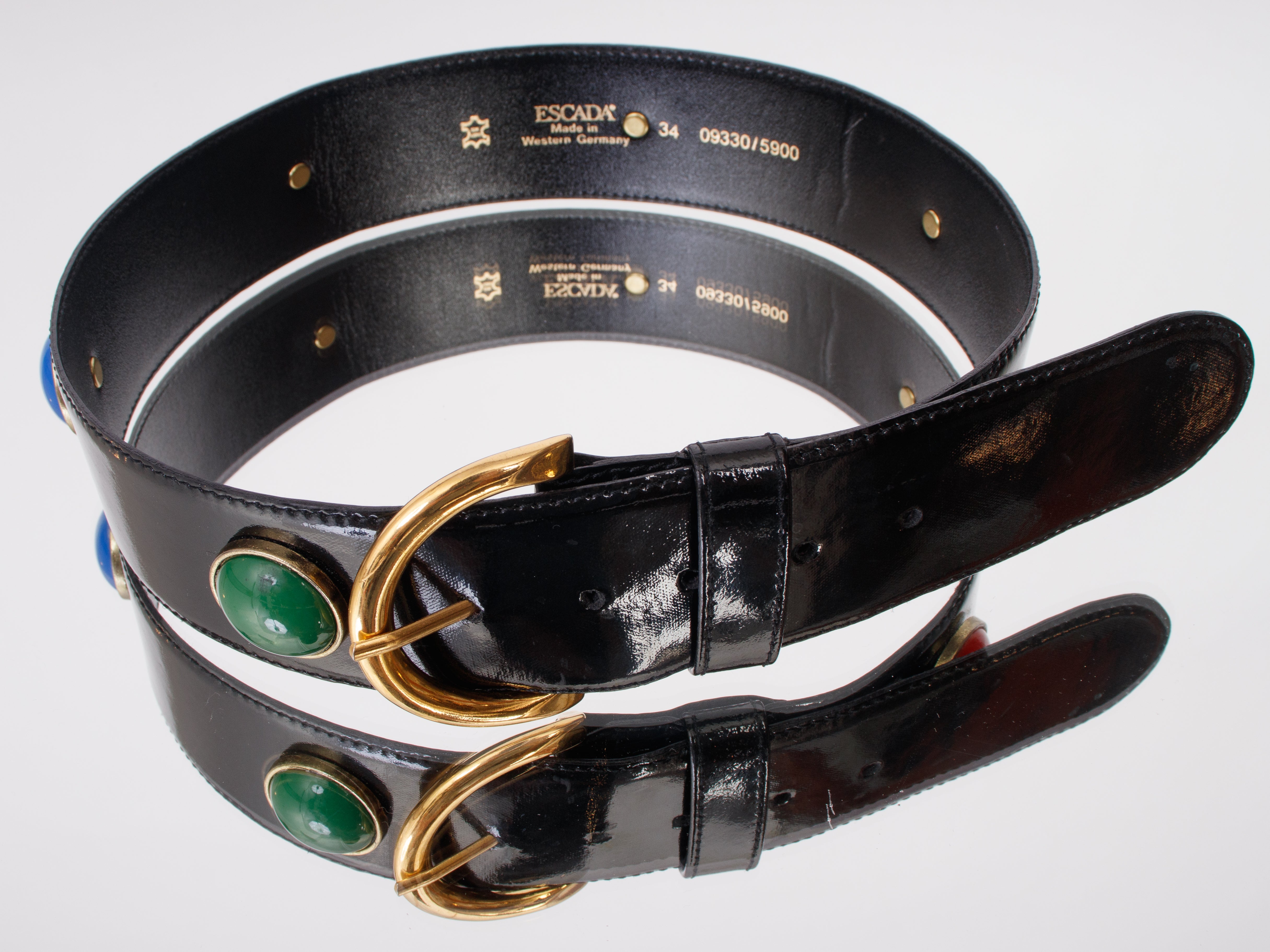 1980s Escada Patent Leather Bezel Belt