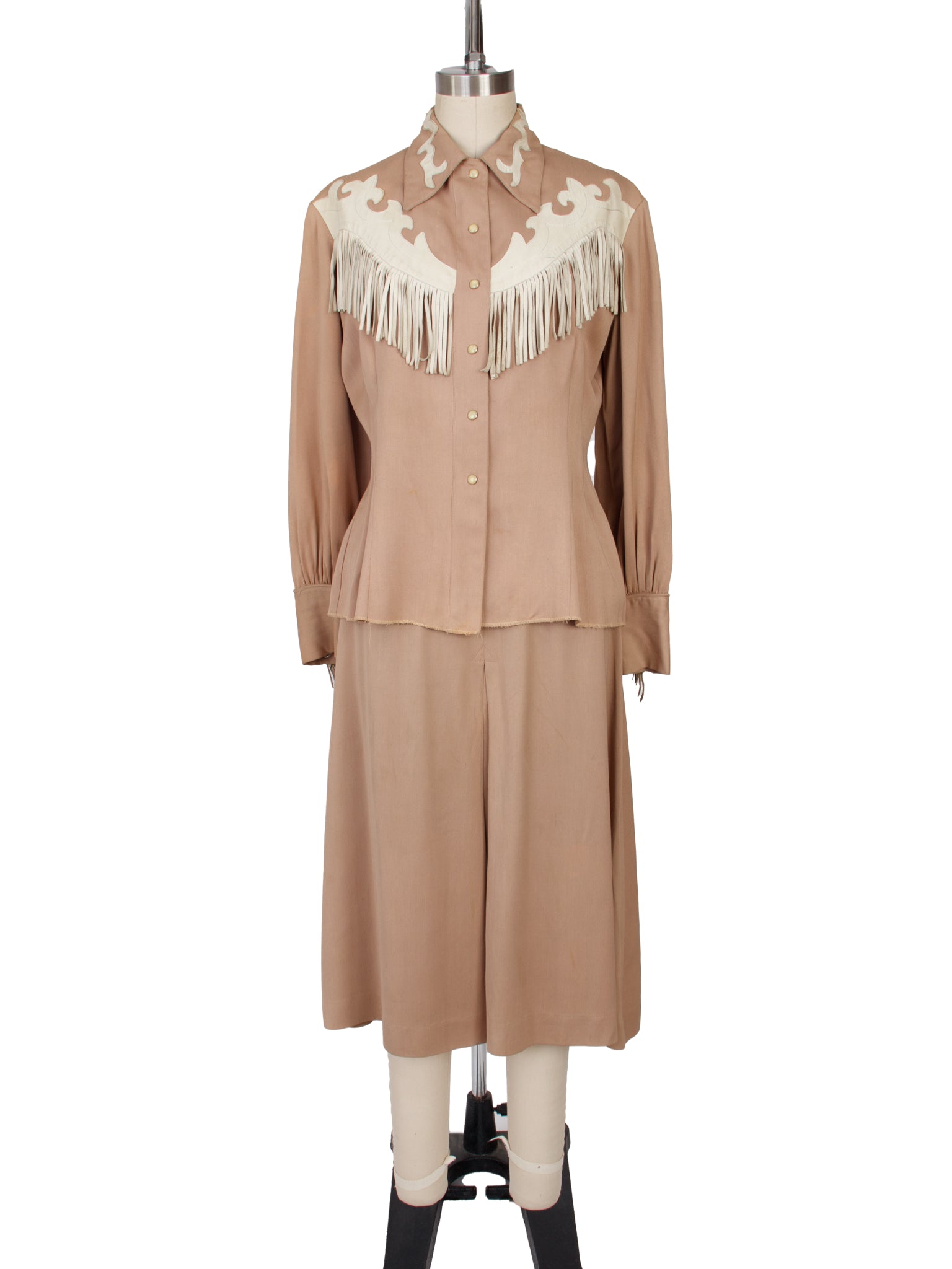 1940s Hillbilly Westerns Denver Gabardine & Leather Fringe Skirt Set