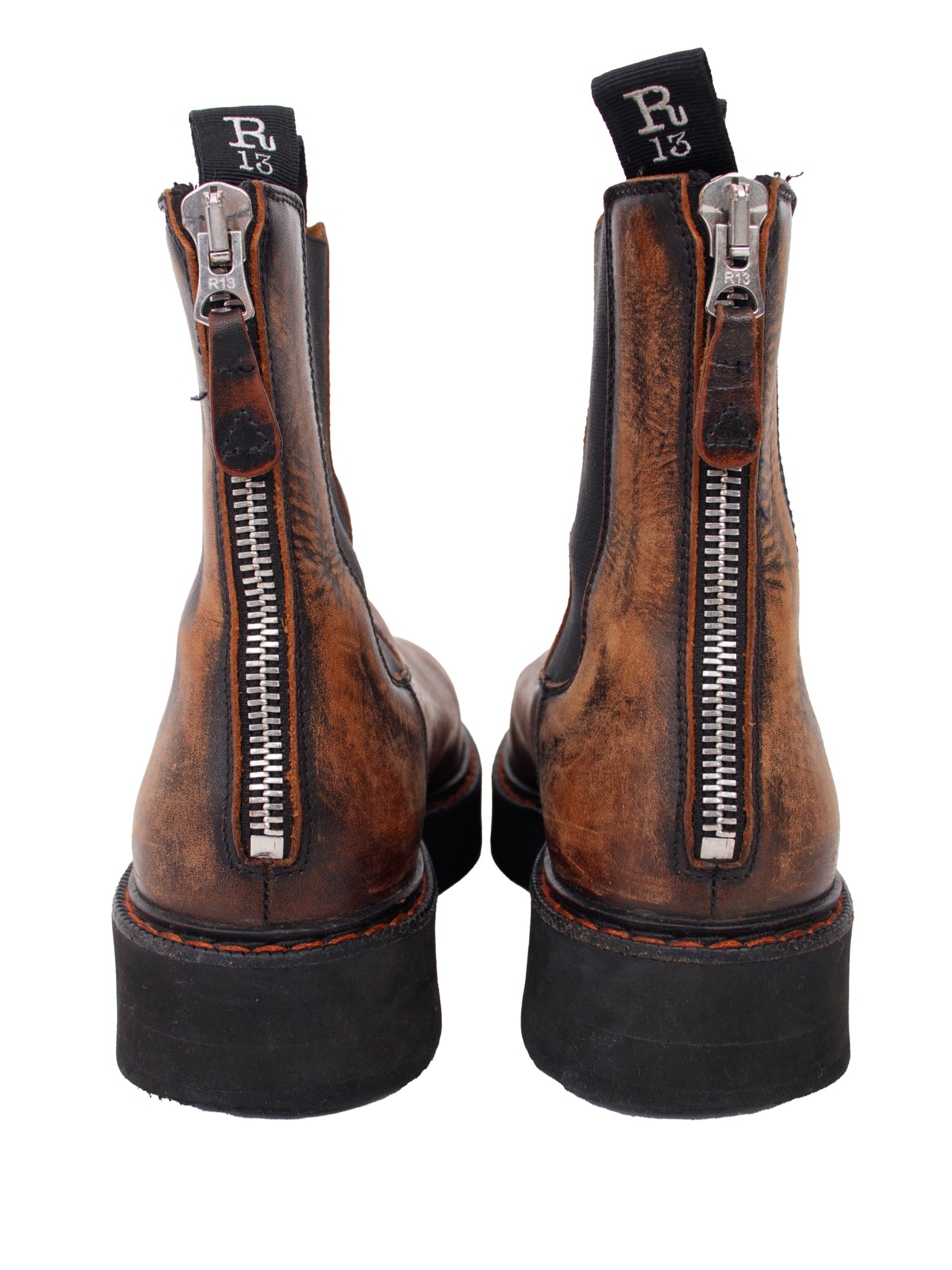 R13 Leather Single Stack Platform Chelsea Boots