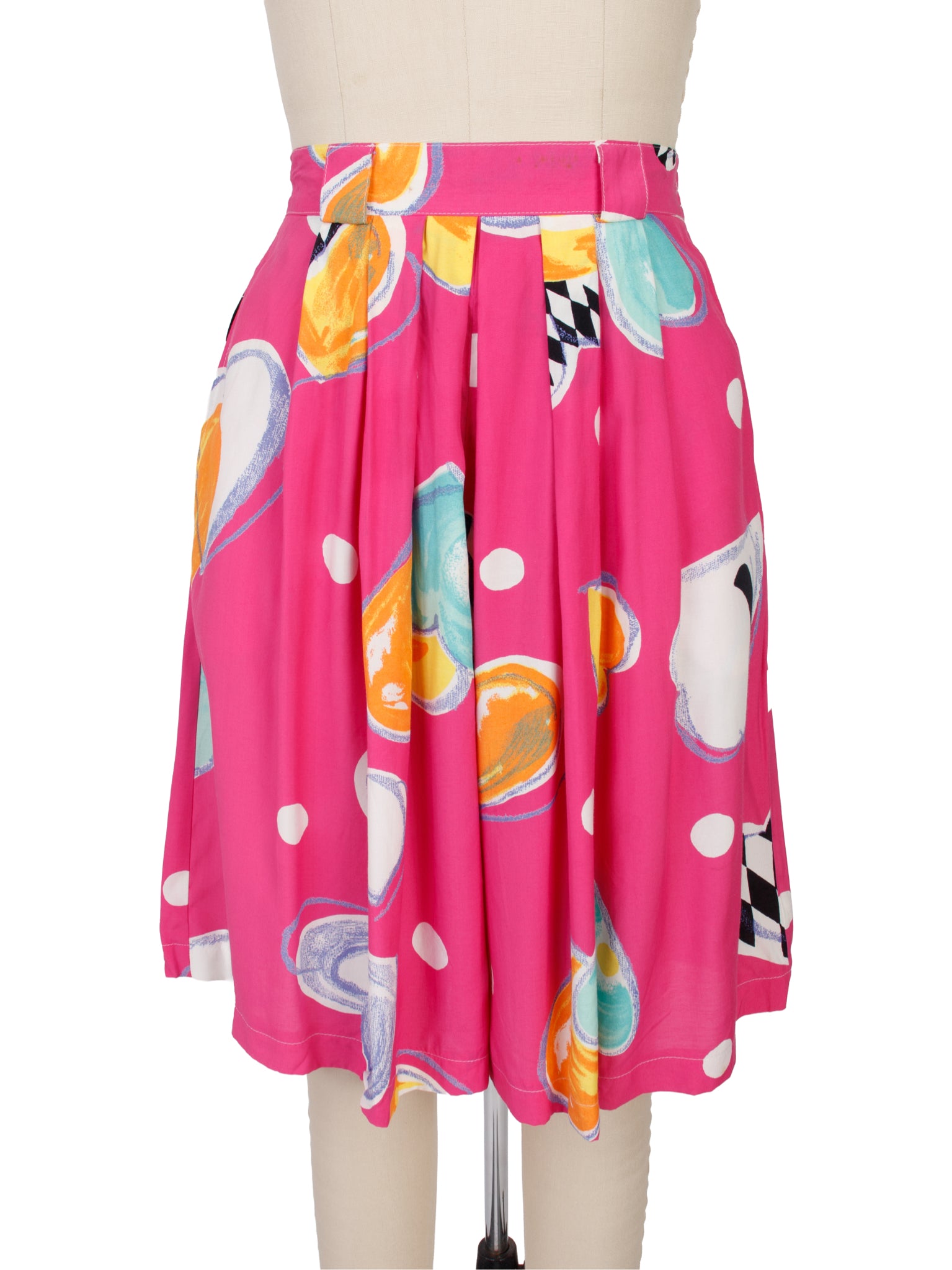 1980s Heart Print Pleated Shorts