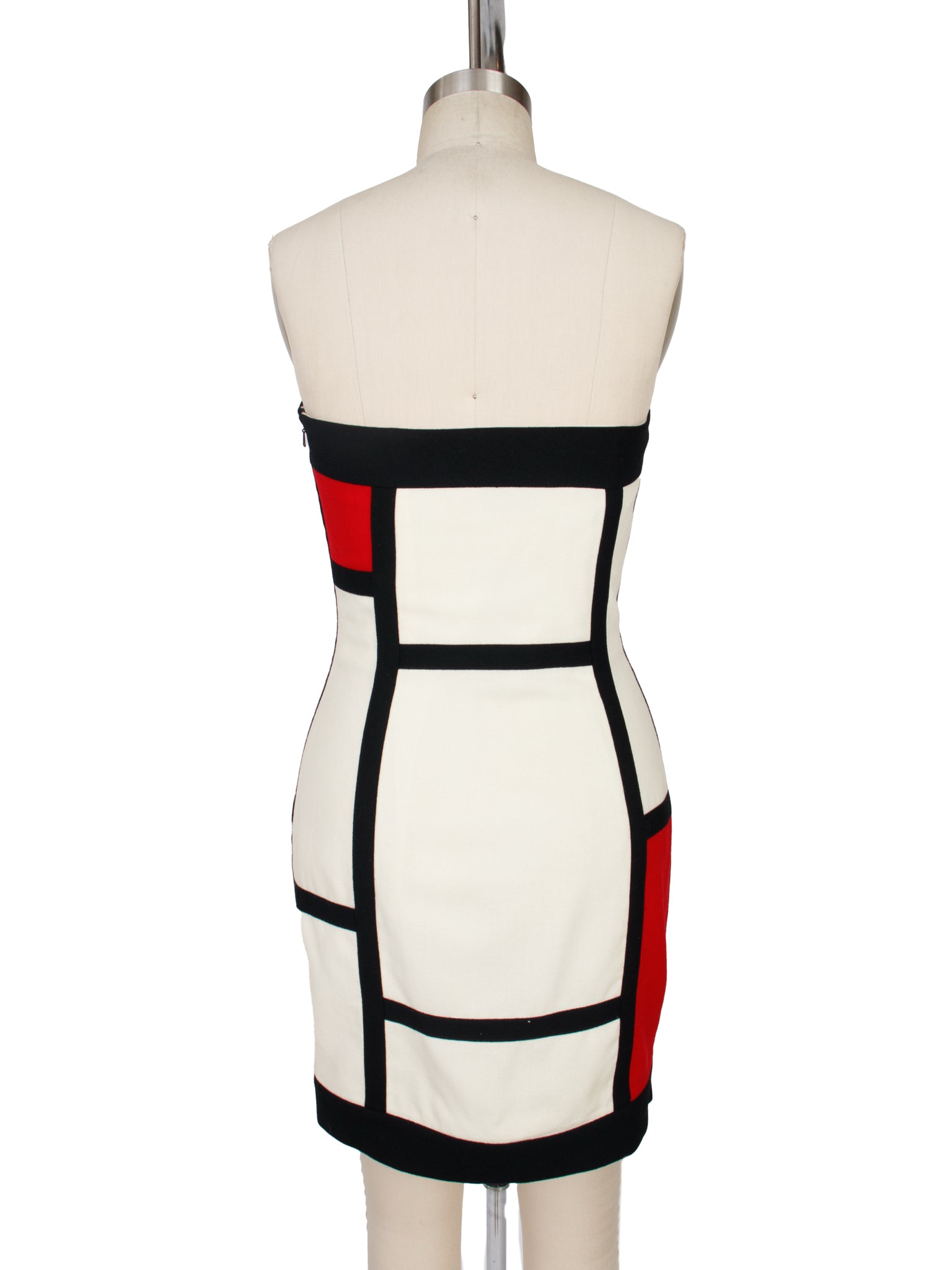 1980s Mondrian Strapless Mini Dress