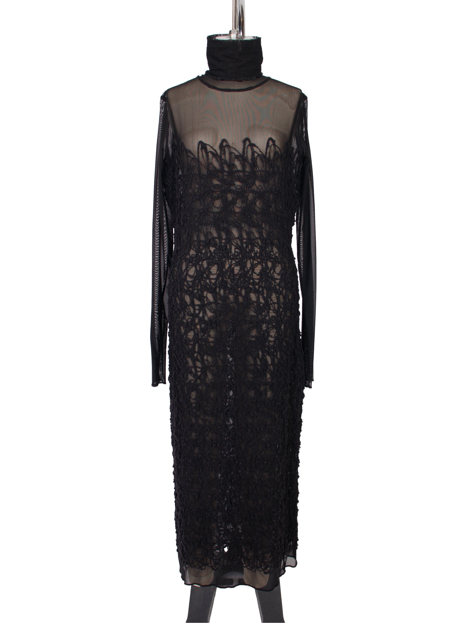 Jean Paul Gaultier Mesh & Wool Embroidered Dress