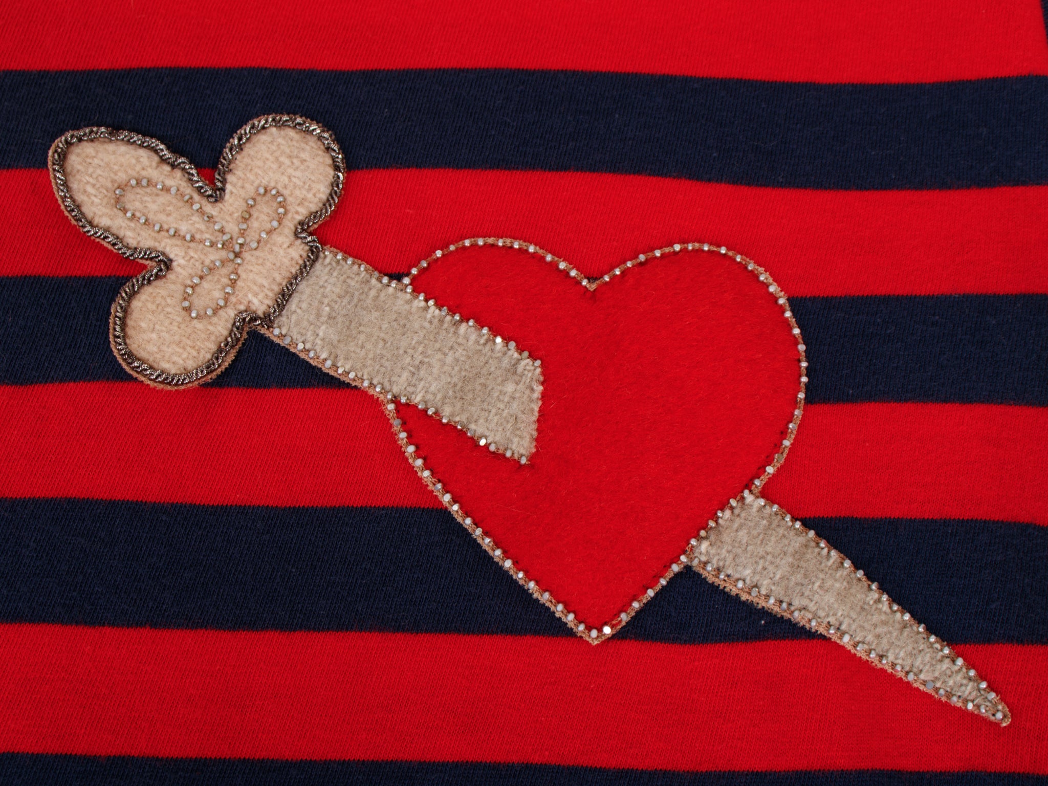 2017 Gucci Striped Heart Dagger Tee