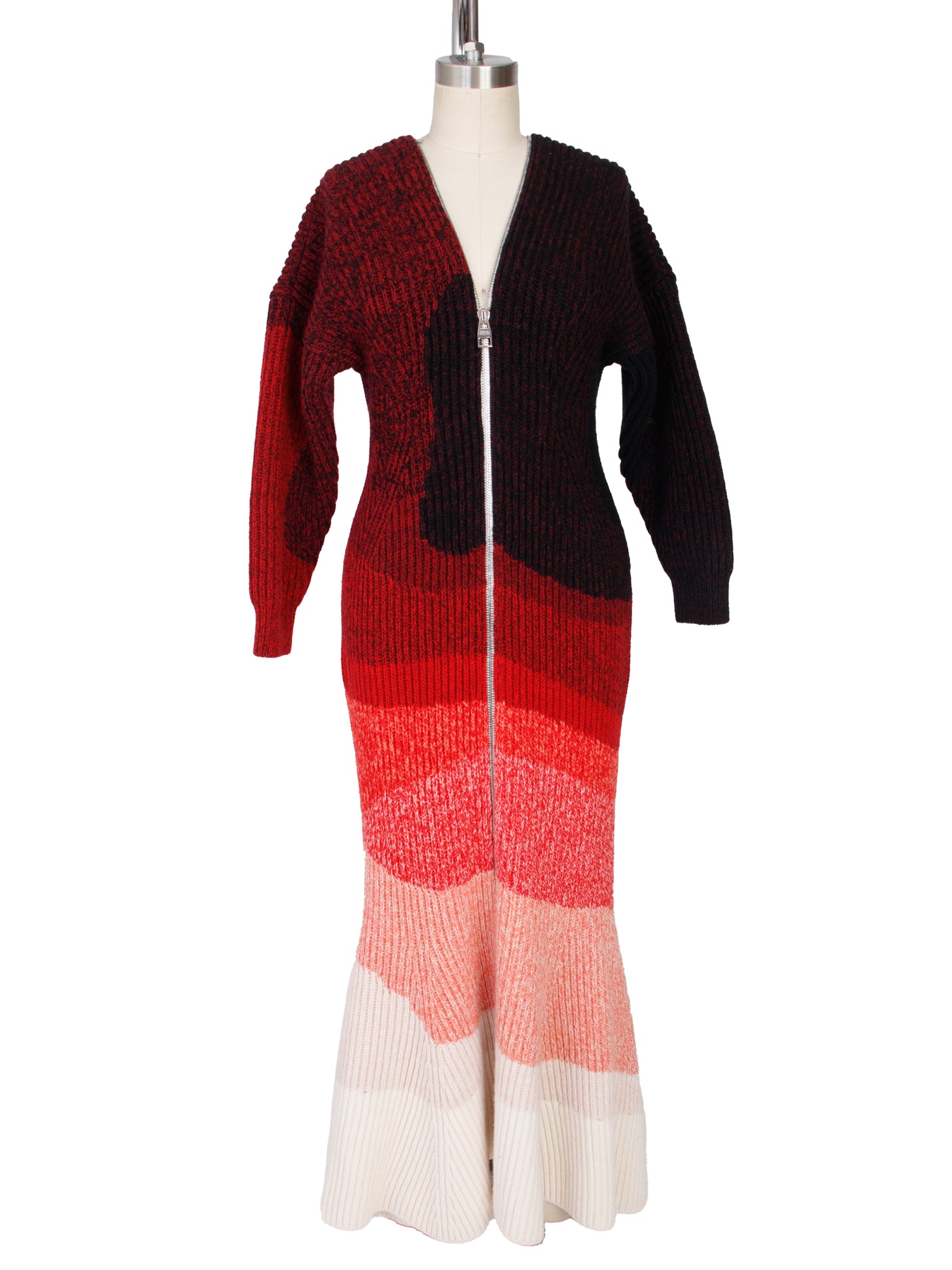F/W 2021 Alexander McQueen Wool Knit Dual Way Zip Dress