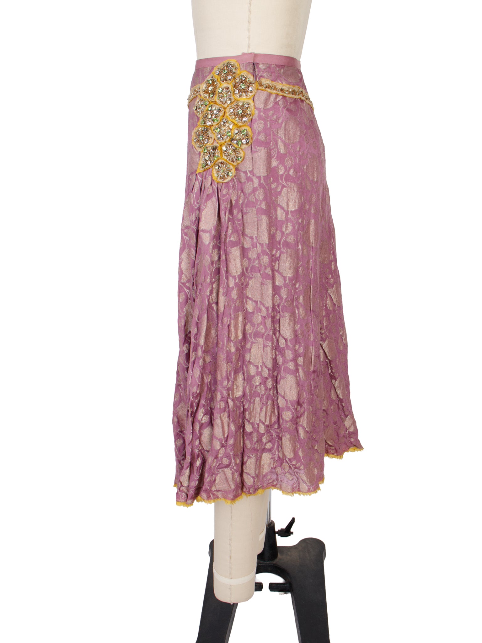 Ann Demeulemeester Jacquard Rhinestone Applique Skirt