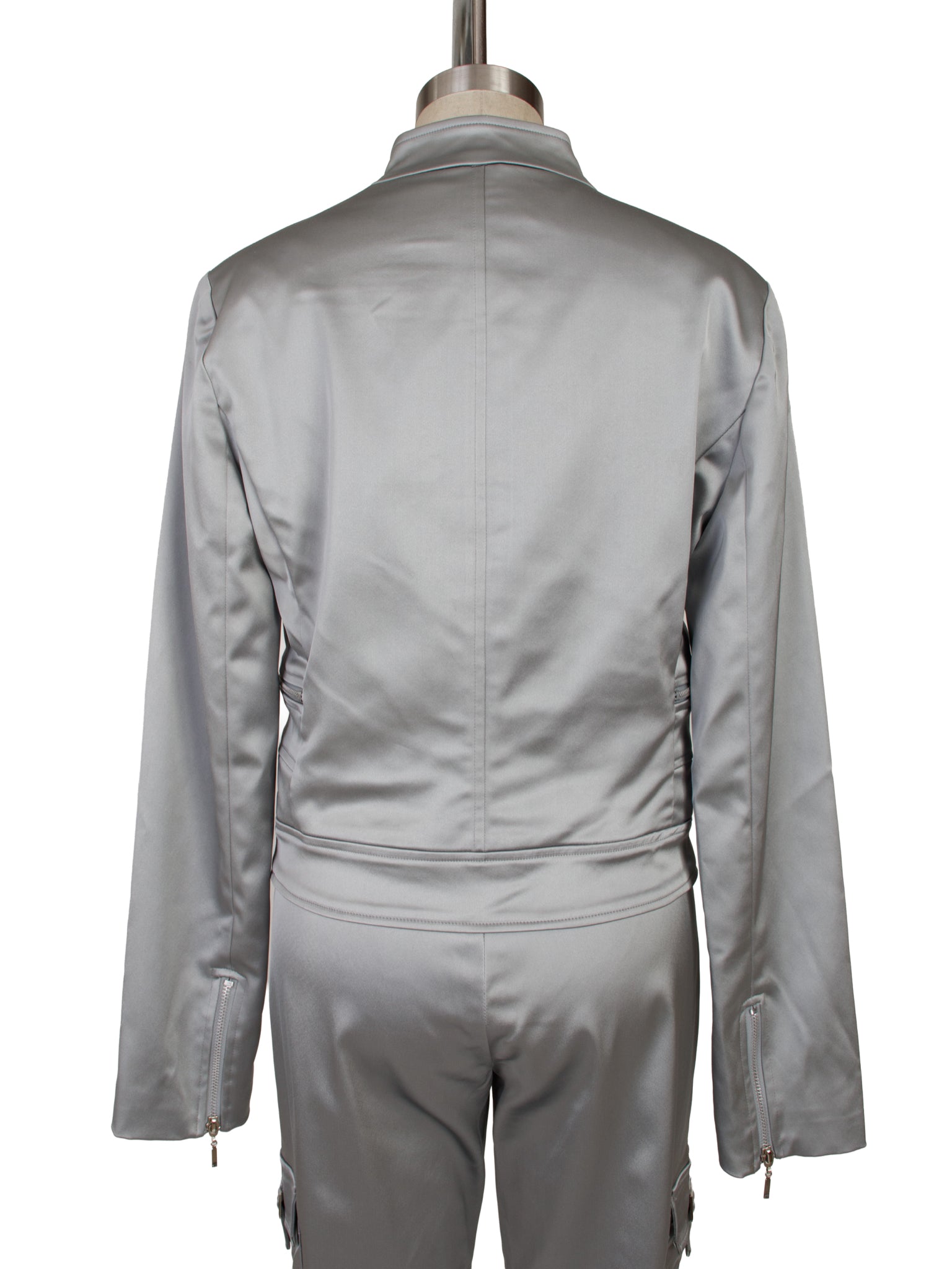 Cache Silver Satin Jacket & Pant Set