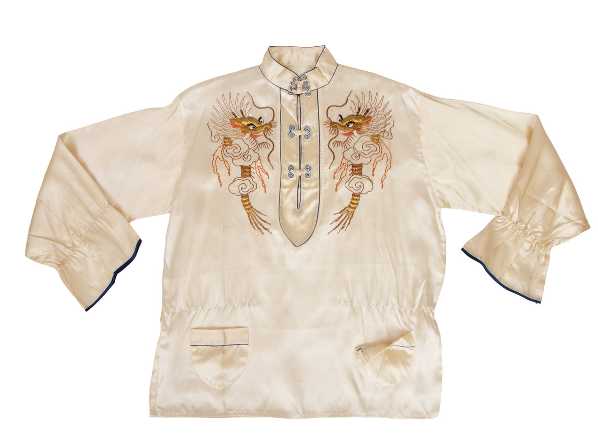 1940s Satin Dragon Embroidered Blouse