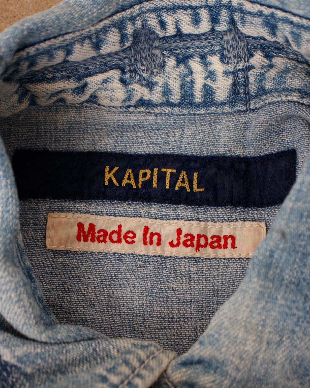 Kapital Distressed Denim Embroidered Top