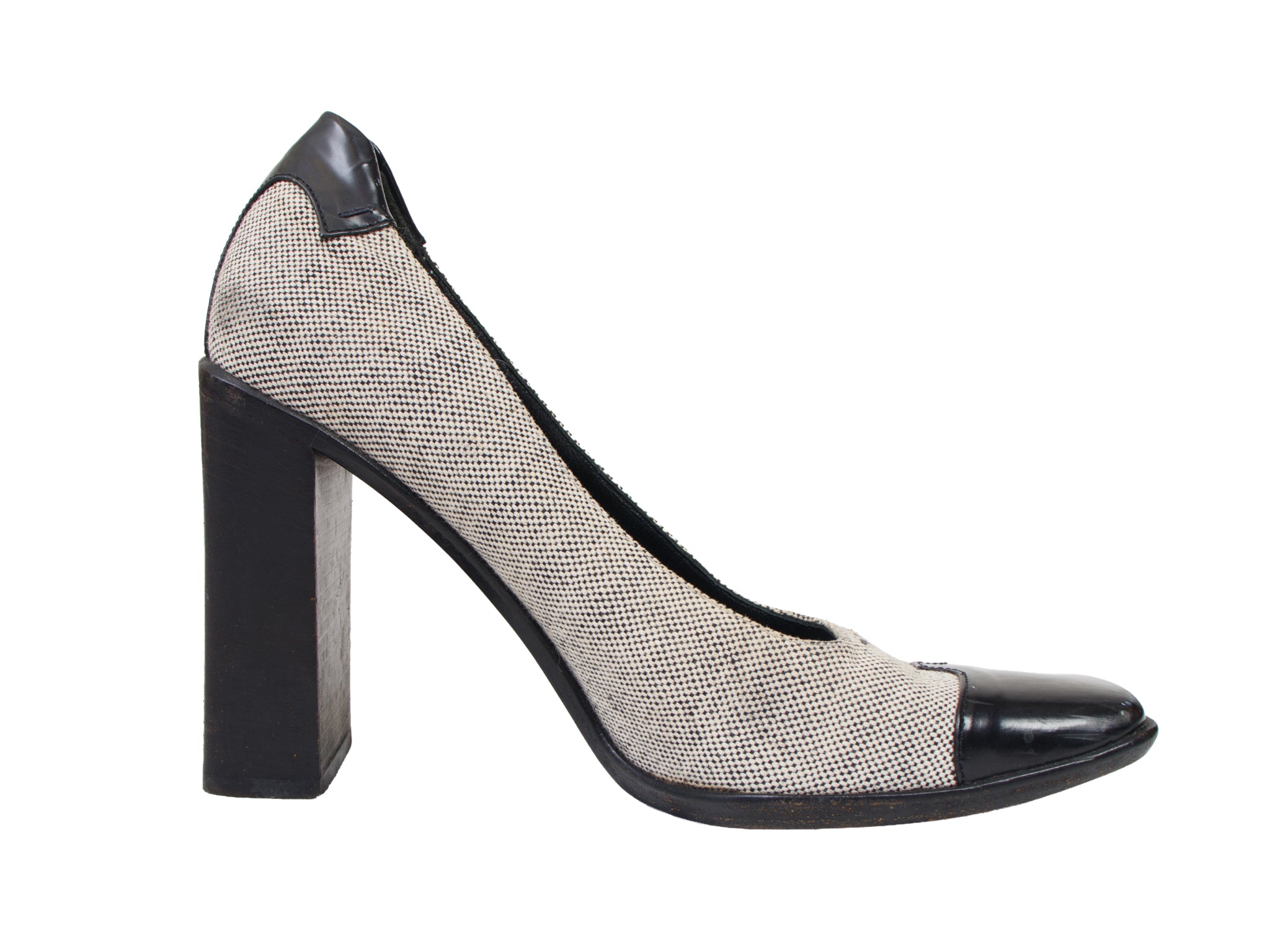 SS 1999 Prada Tweed Square Toe Pumps