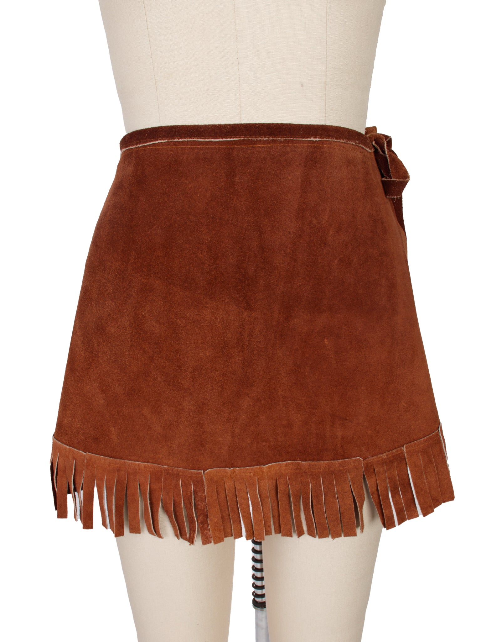 1970s Suede Fringe Trim Vest & Skirt Set