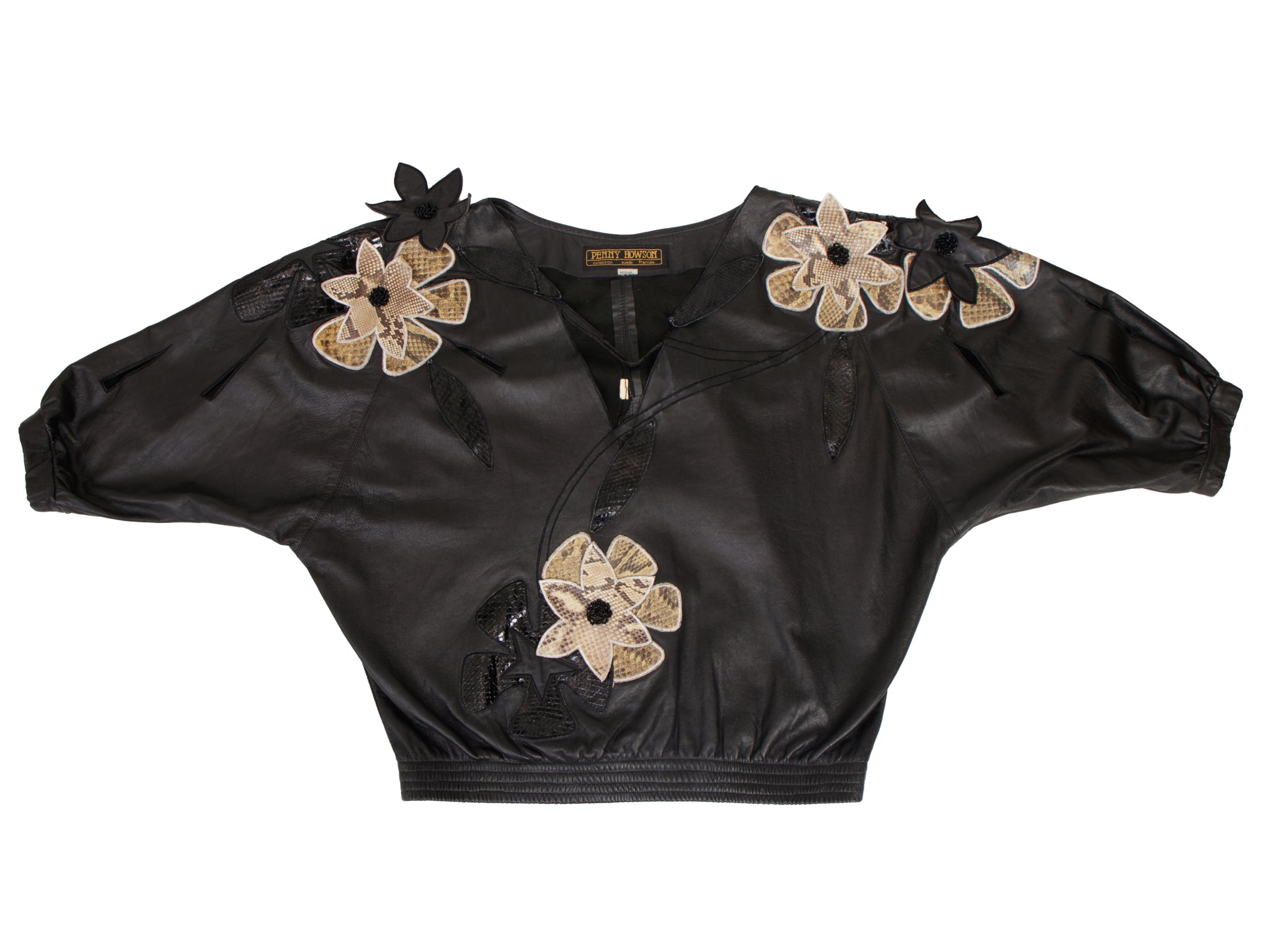 1980s Penny Howson Leather Applique Blouse
