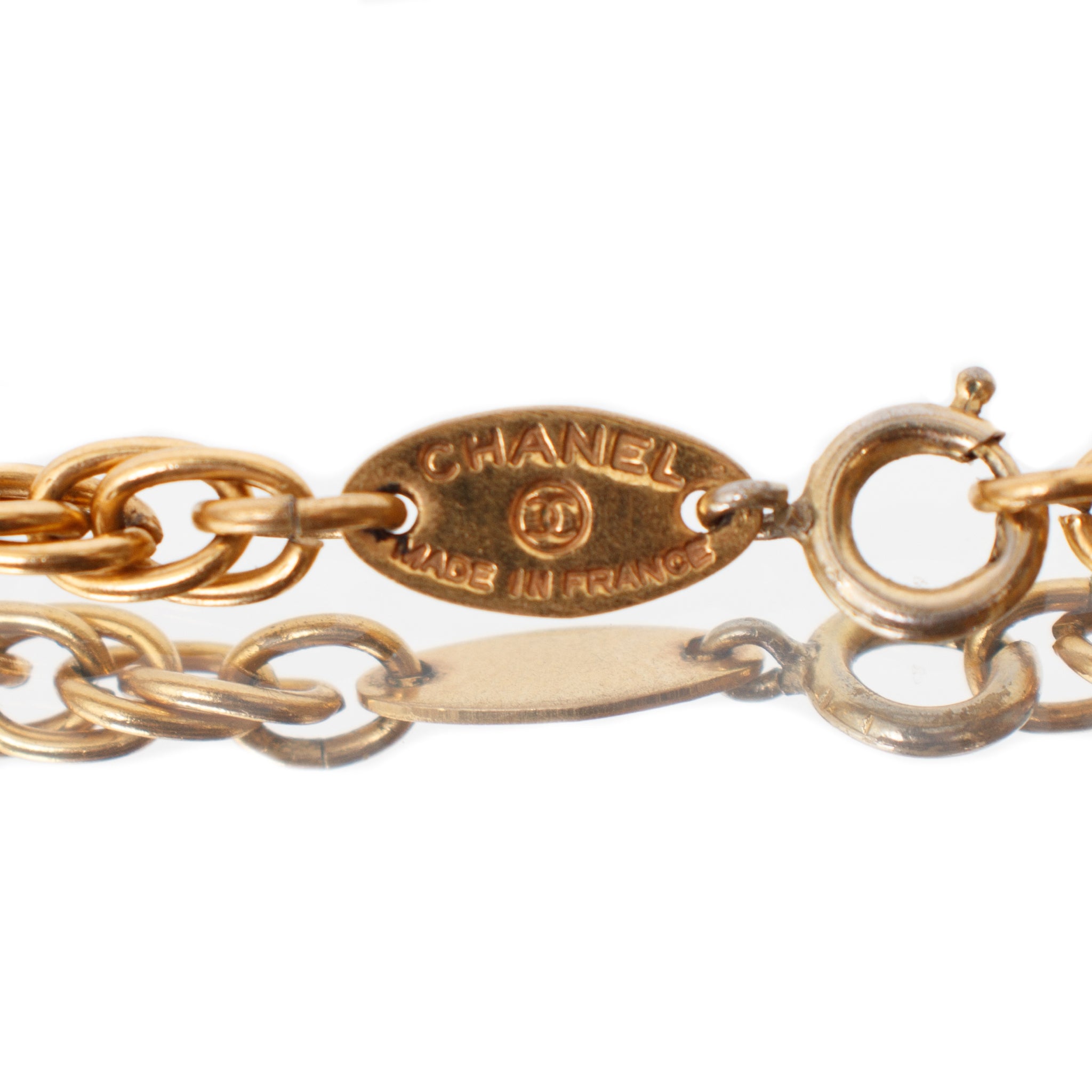 Chanel Faux-Pearl Gold-Tone CC Chain Necklace