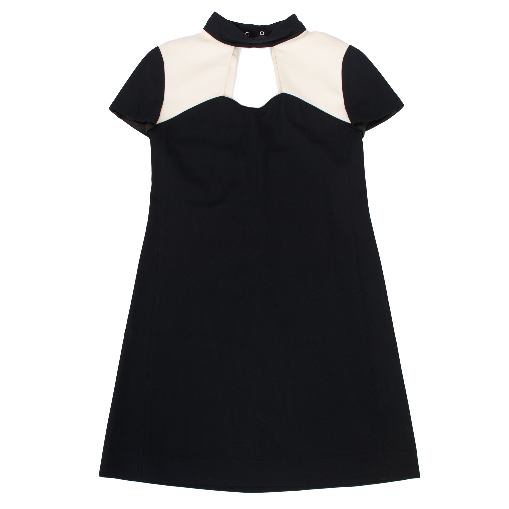 Courreges Wool Crepe Color Block Keyhole Mini Dress