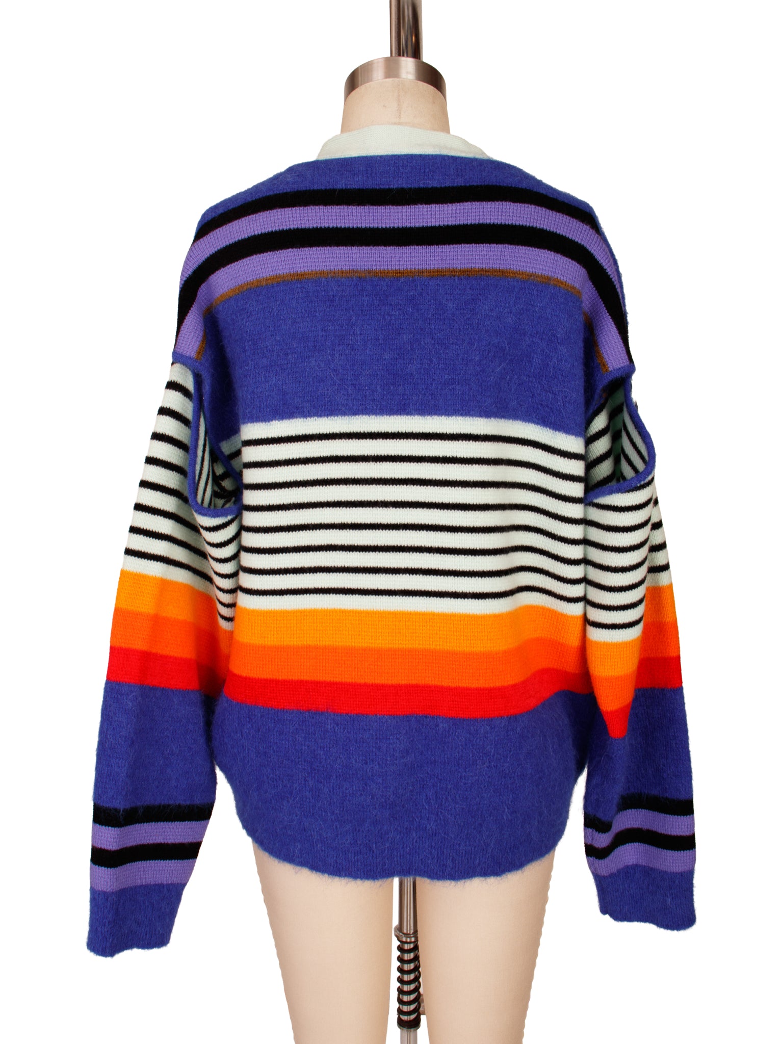 Christopher John Rogers Mohair Alpaca Mix Stripe Cardigan