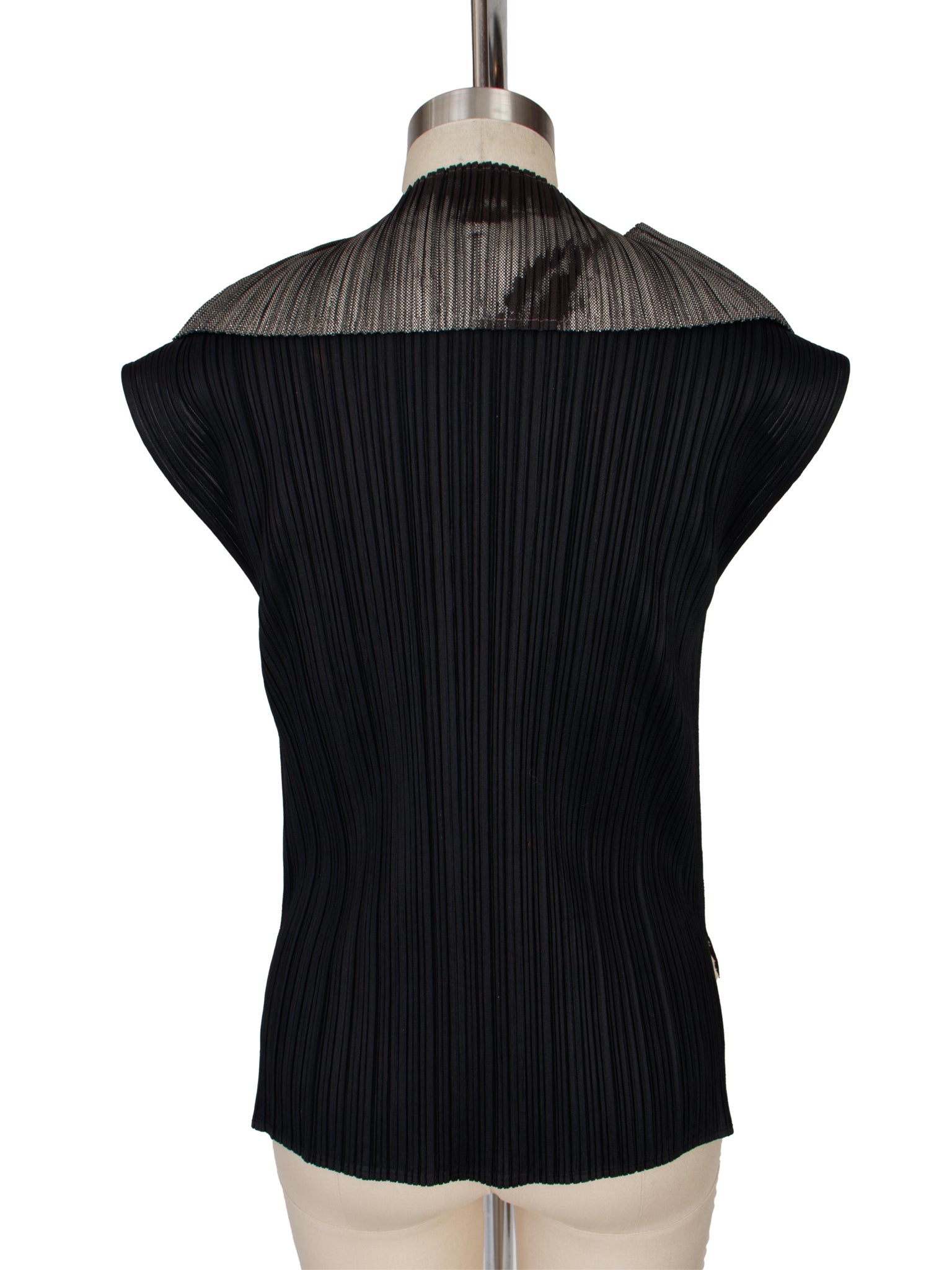 1997 Pleats Please Metallic Fold Over Collar Top