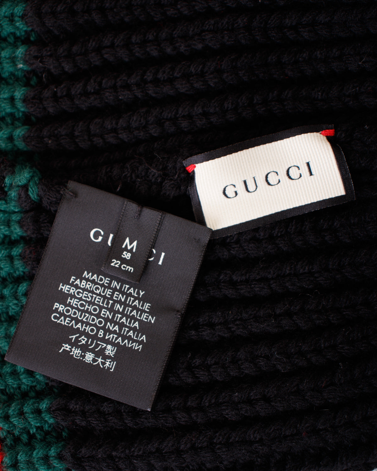 Gucci Wool Web Rib Knit Beanie