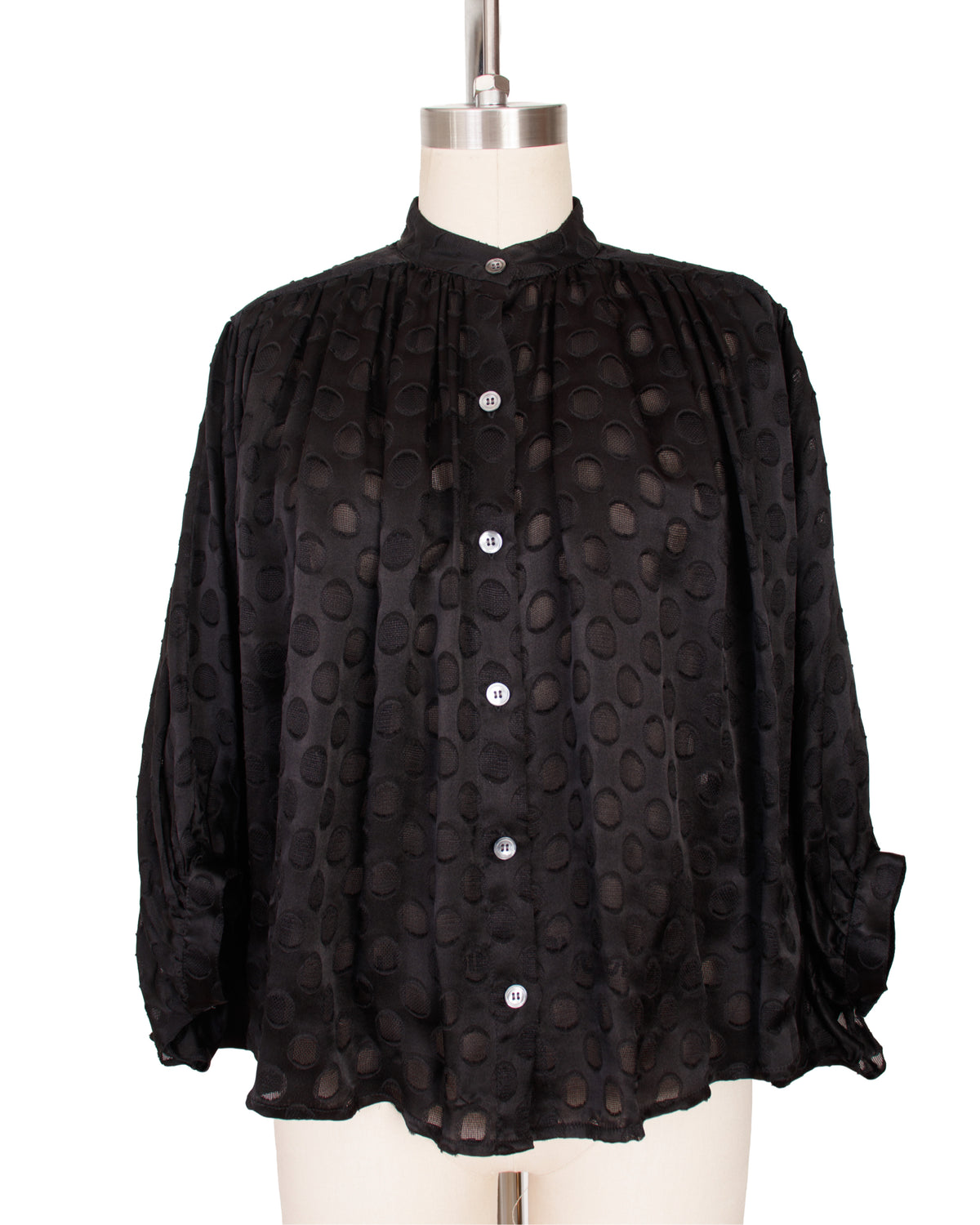 No. 6 Silk Polka Dot Pleated Blouse
