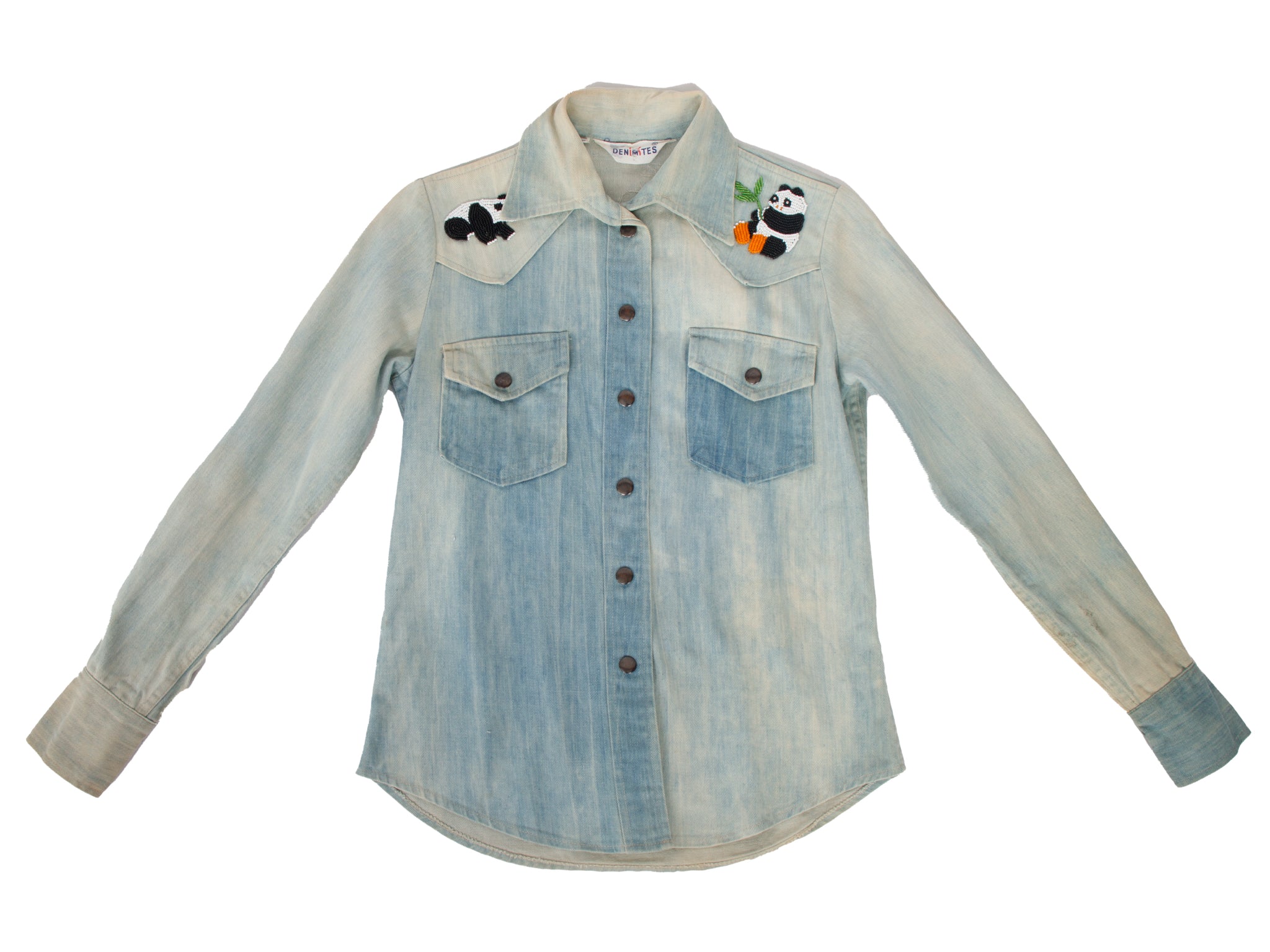 1970s Denimites Beaded Light Wash Denim Pant Set