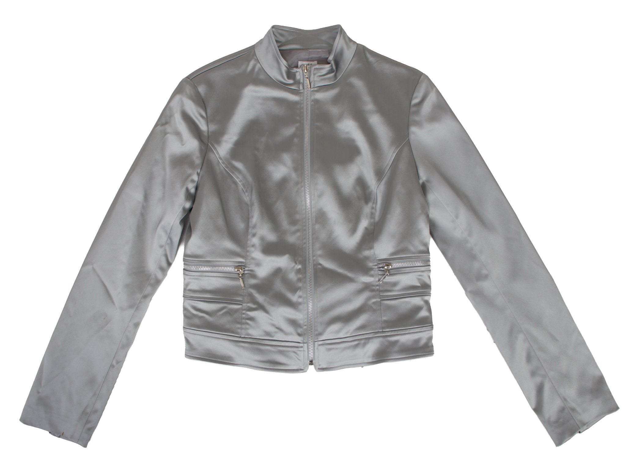 Cache Silver Satin Jacket & Pant Set
