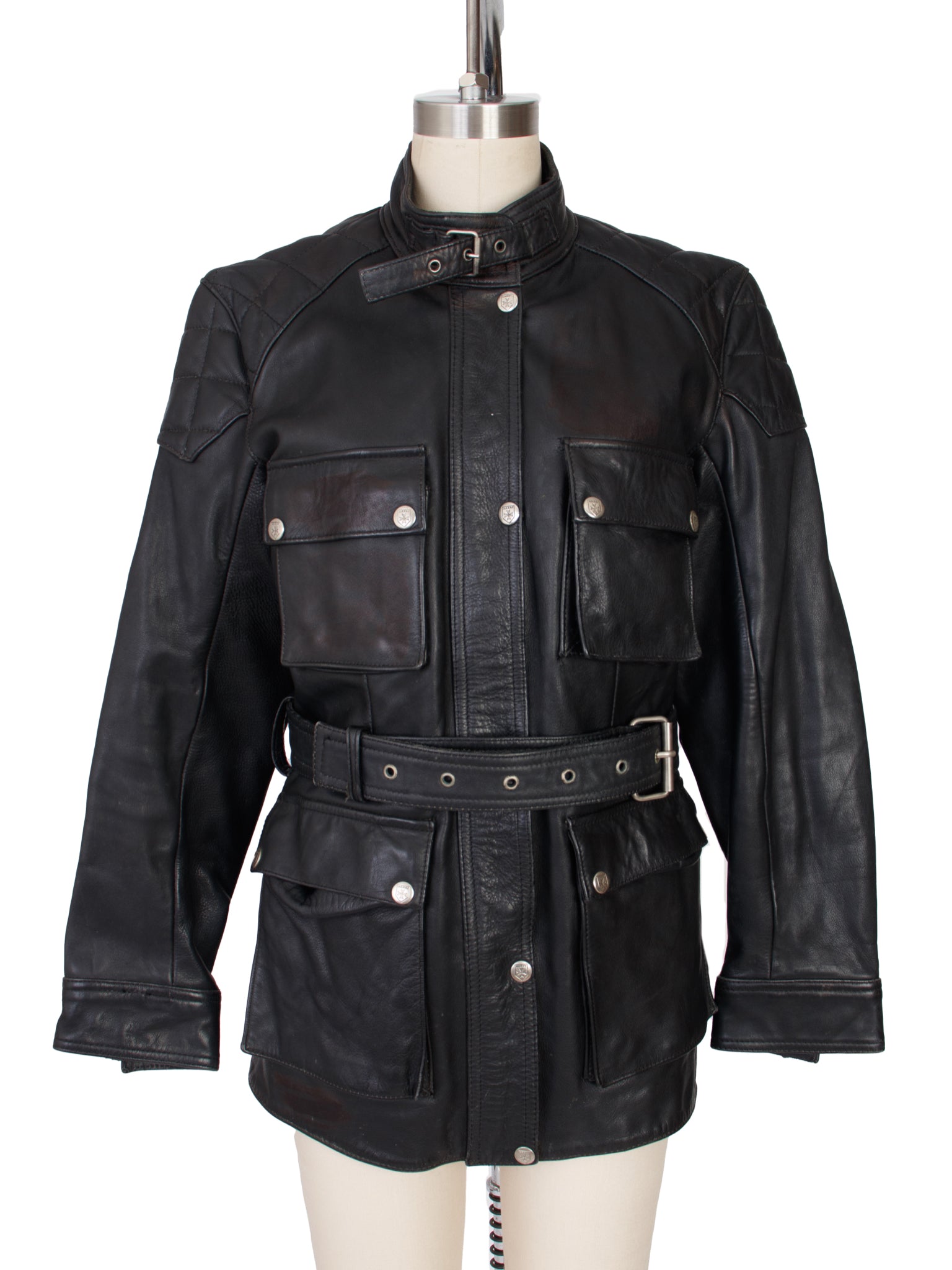 1990s Harro Leather Moto Belted Jacket