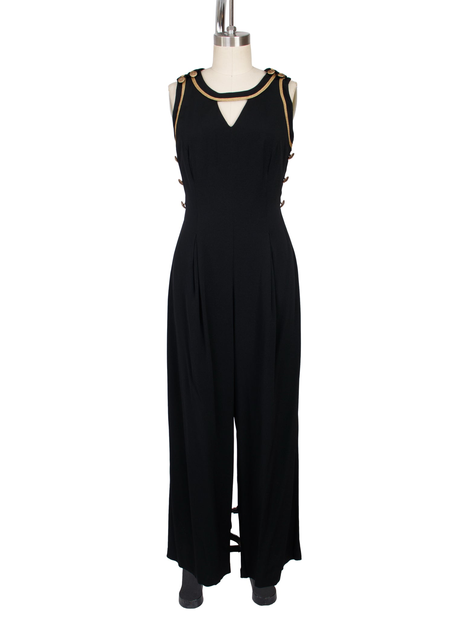 Barbara Barbara Crepe Metallic Trim Jumpsuit
