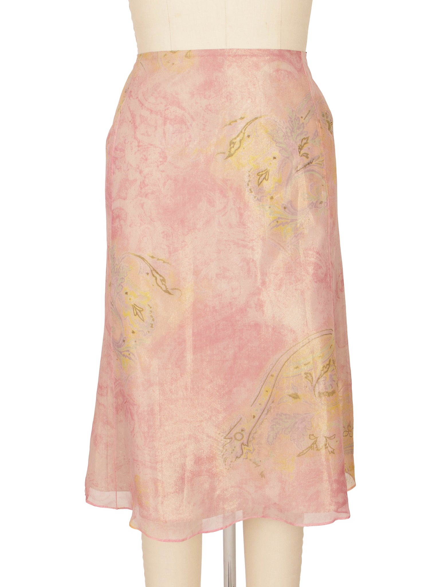 Christian Lacroix Metallic Chiffon Printed Skirt