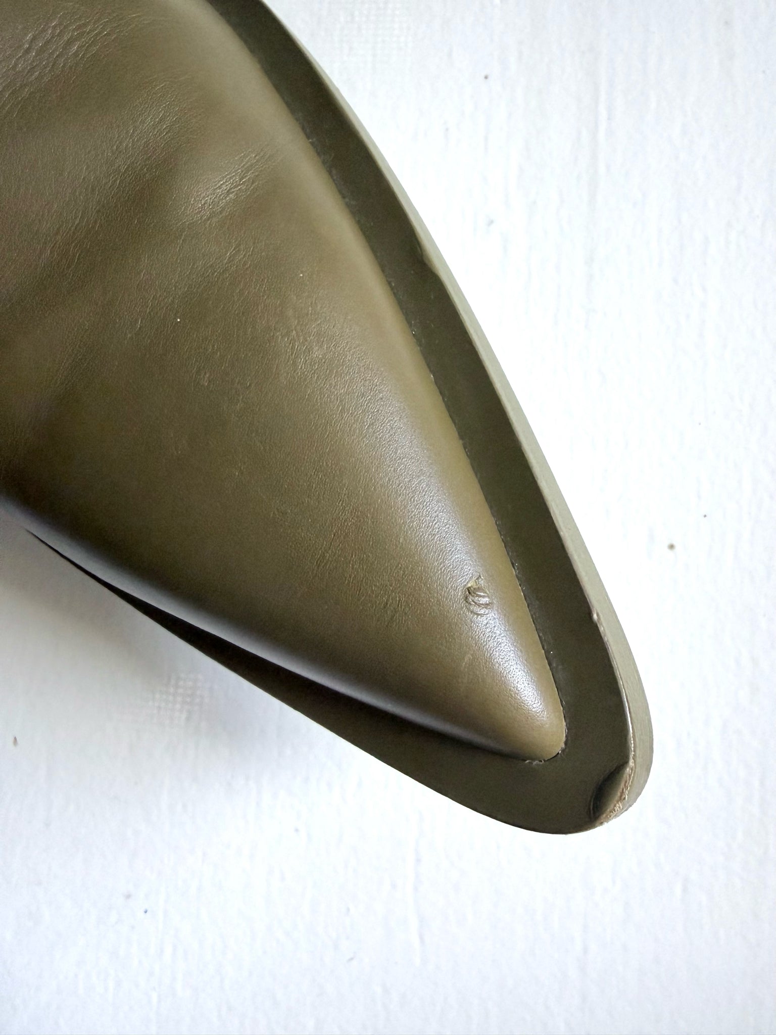 Jil Sander Olive Leather Slingback Pumps