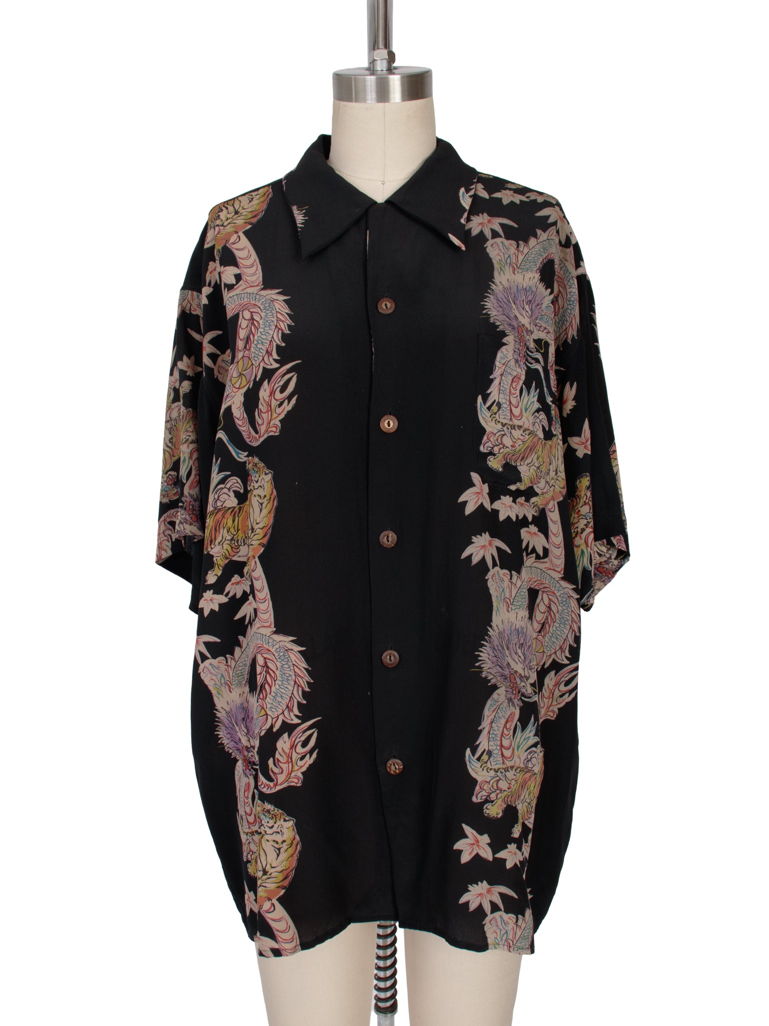 Avanti Silk Dragon & Tiger Print Shirt