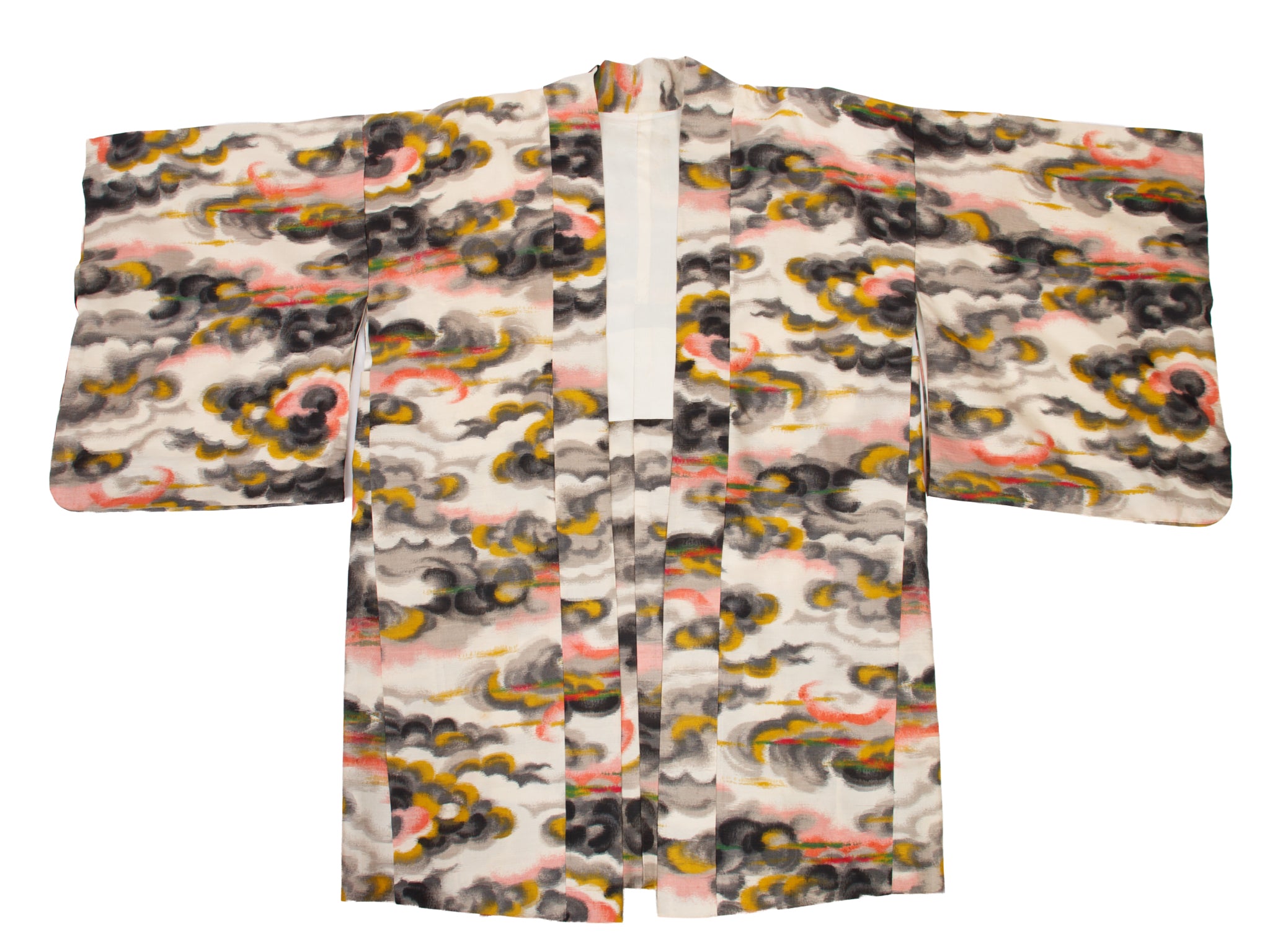 Japanese Silk Cloud Pattern Haori yellowing