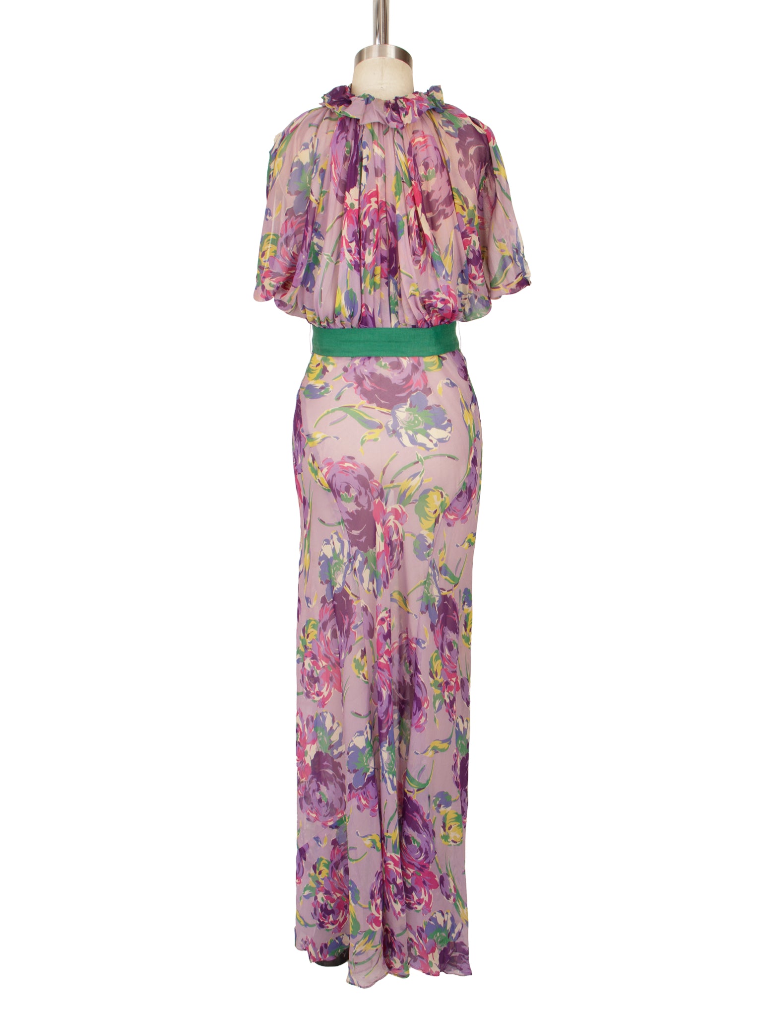 1930s Chiffon Floral Dress As-Is