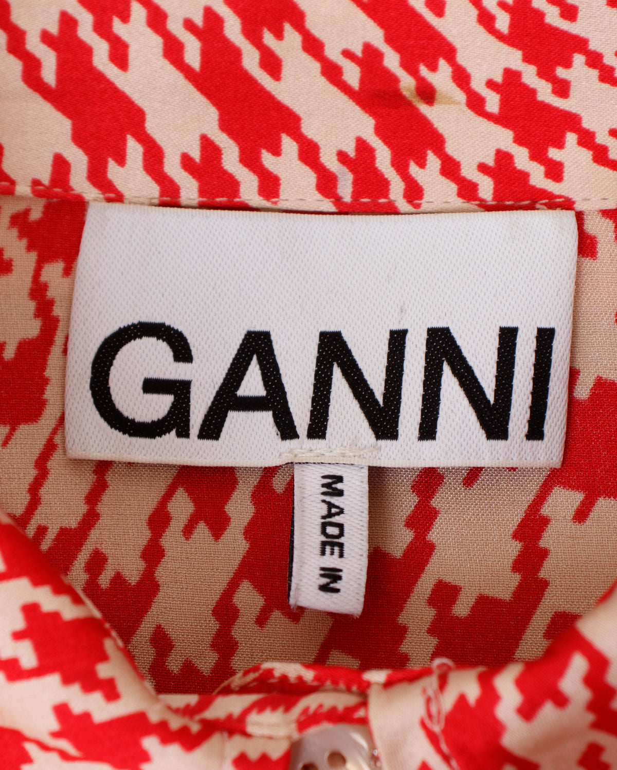 Ganni Silk Houndstooth Shirt