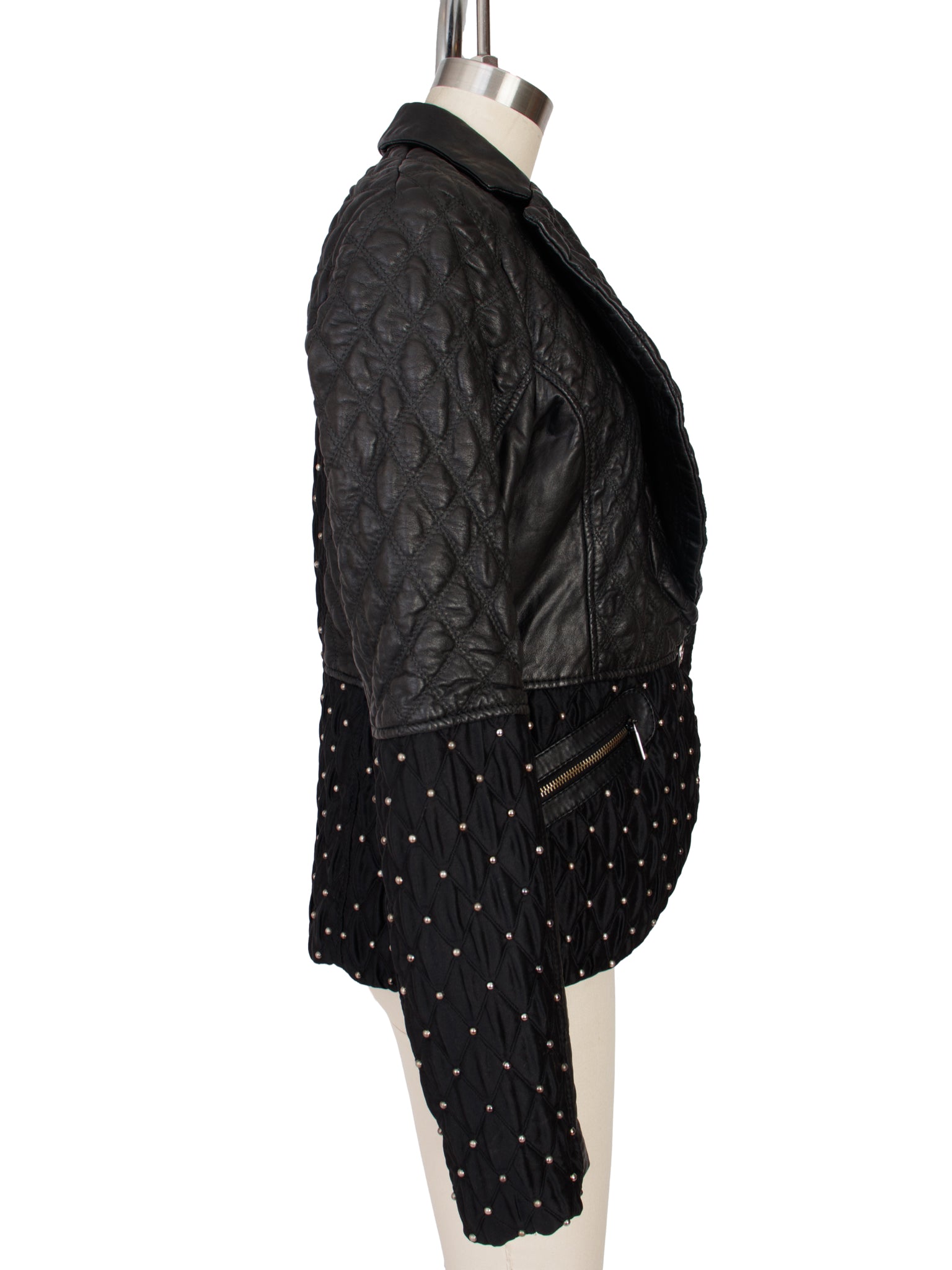 Just Cavalli Leather Quilted & Round Studded Jacket